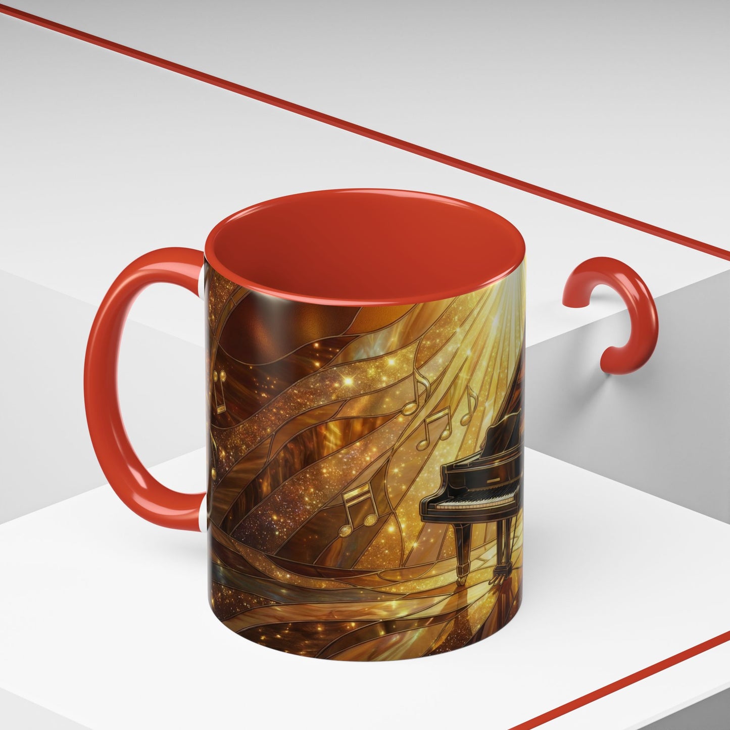 Stained Glass Piano Mug, Grand Piano Coffee Mug, Music Lover Gift Mug, Musician Art Mug, Classical Music Gift, Piano Lover Cup