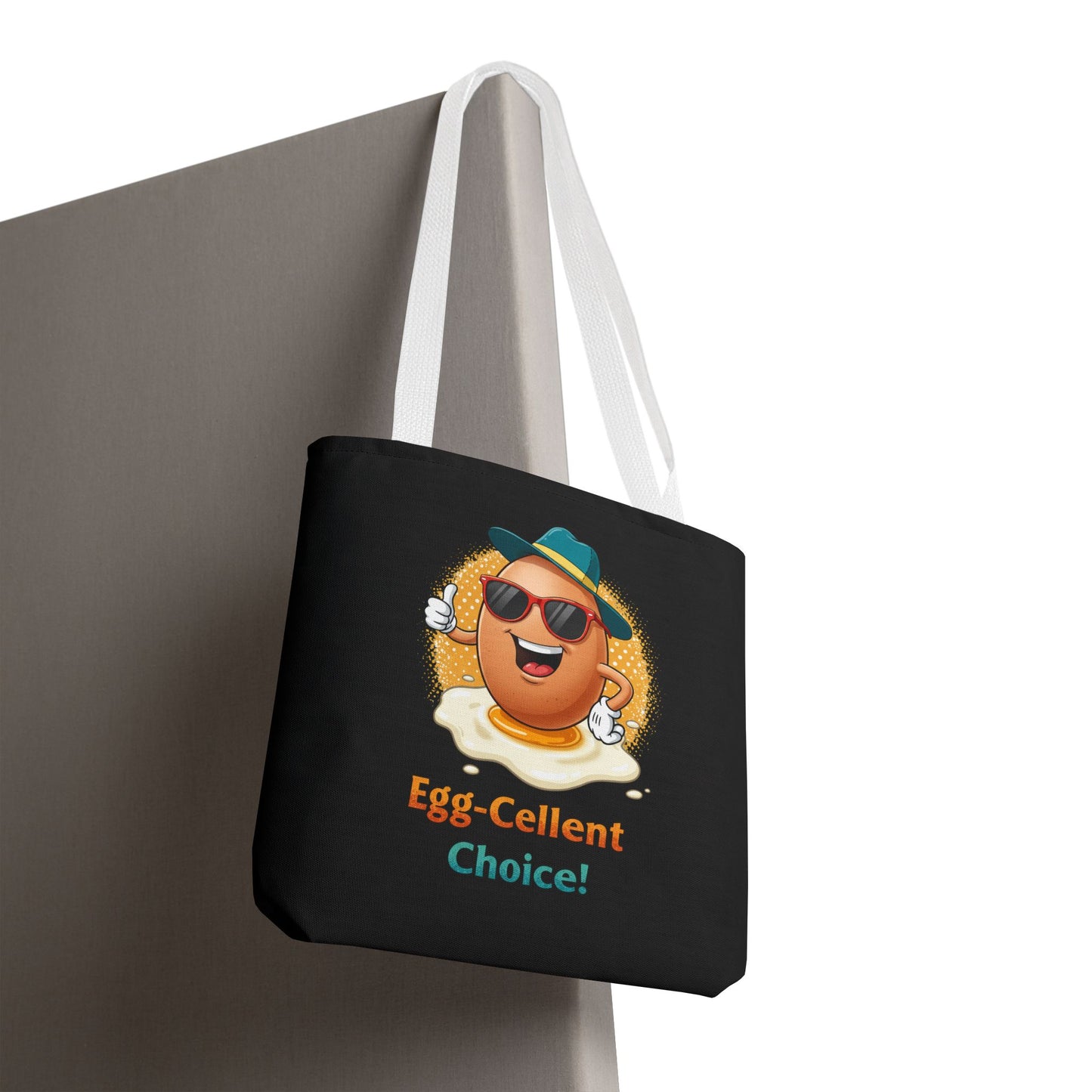 Tote Bag: Egg-Cellent Choice Thumbs Up Pun Design