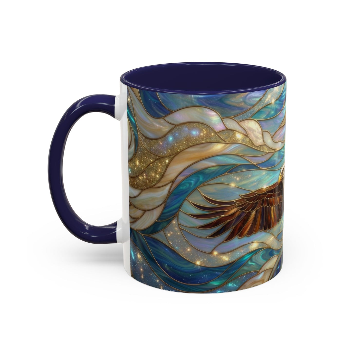 Stained Glass Eagle Mug, Bald Eagle Coffee Mug, Patriotic Eagle Cup, Wildlife Art Mug, Freedom Bird Mug, Nature Art Gift