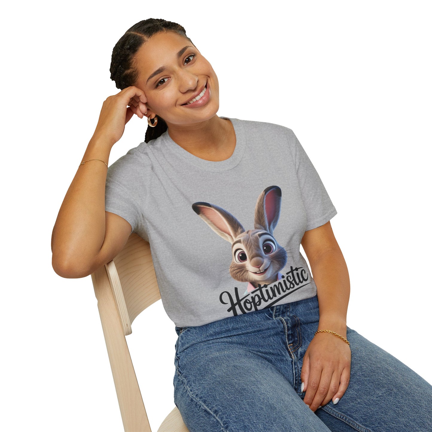 Hoptimistic Bunny T-Shirt, Cute Rabbit Pun Shirt, Positive Quote Tee, Animal Lover Gift, Funny Motivational Top, Easter Or Everyday Wear