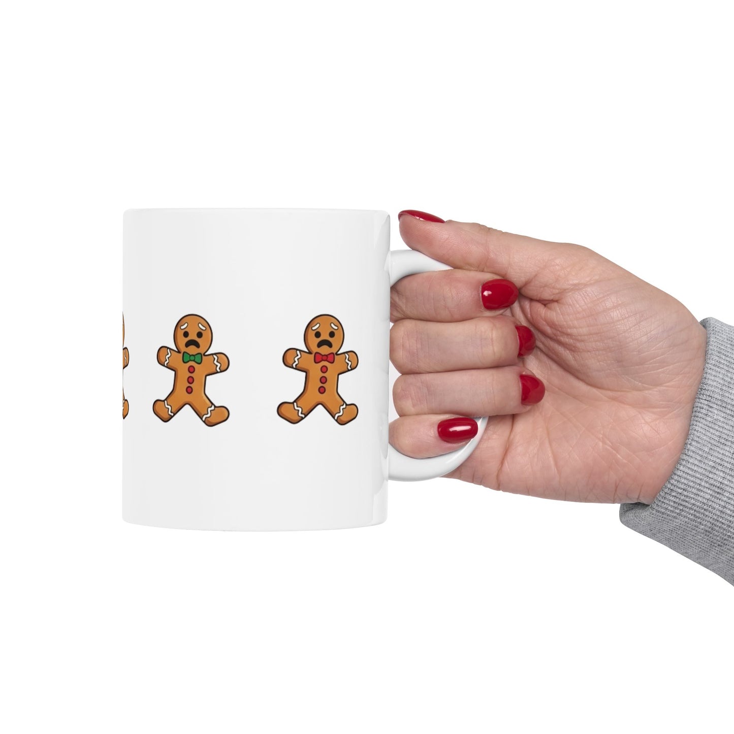 Funny Christmas Mug, Snowman and Gingerbread Mug, Holiday Coffee Cup Gift, Cute Winter Hot Cocoa Mug, Playful Festive Arcade Design