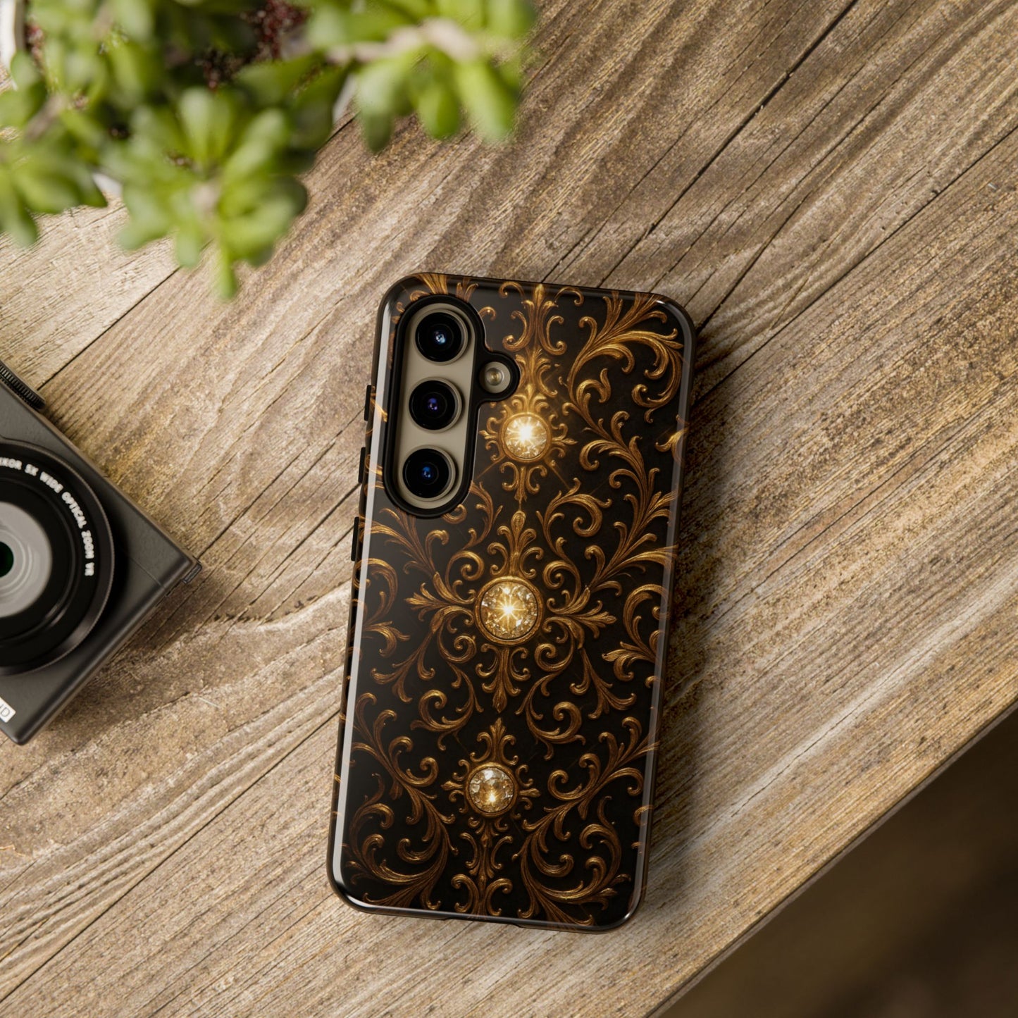 Luxury Baroque Samsung Case – Elegant Gold Ornate Floral Phone Cover for Galaxy