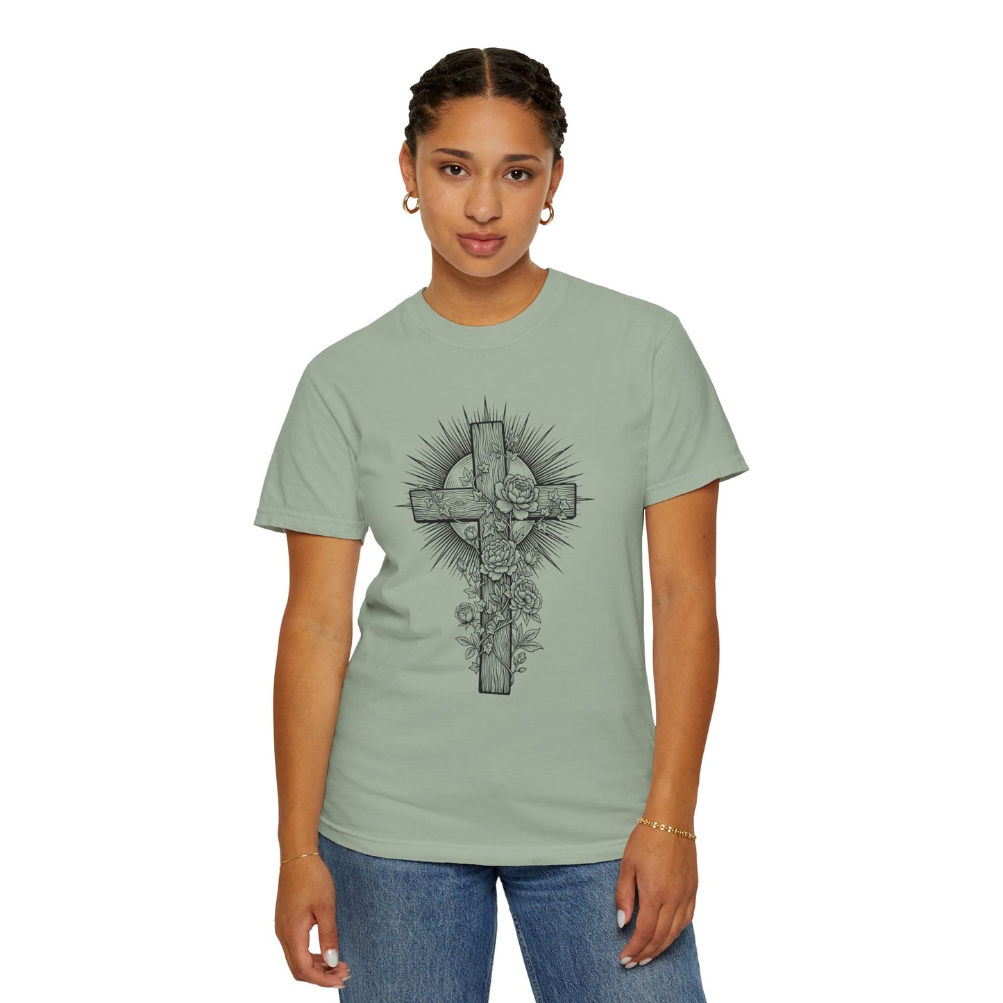 Christian Floral Cross Shirt, Boho Faith T-Shirt, Religious Botanical Tee, Wildflower Jesus Shirt, Easter Apparel, Christian Gifts