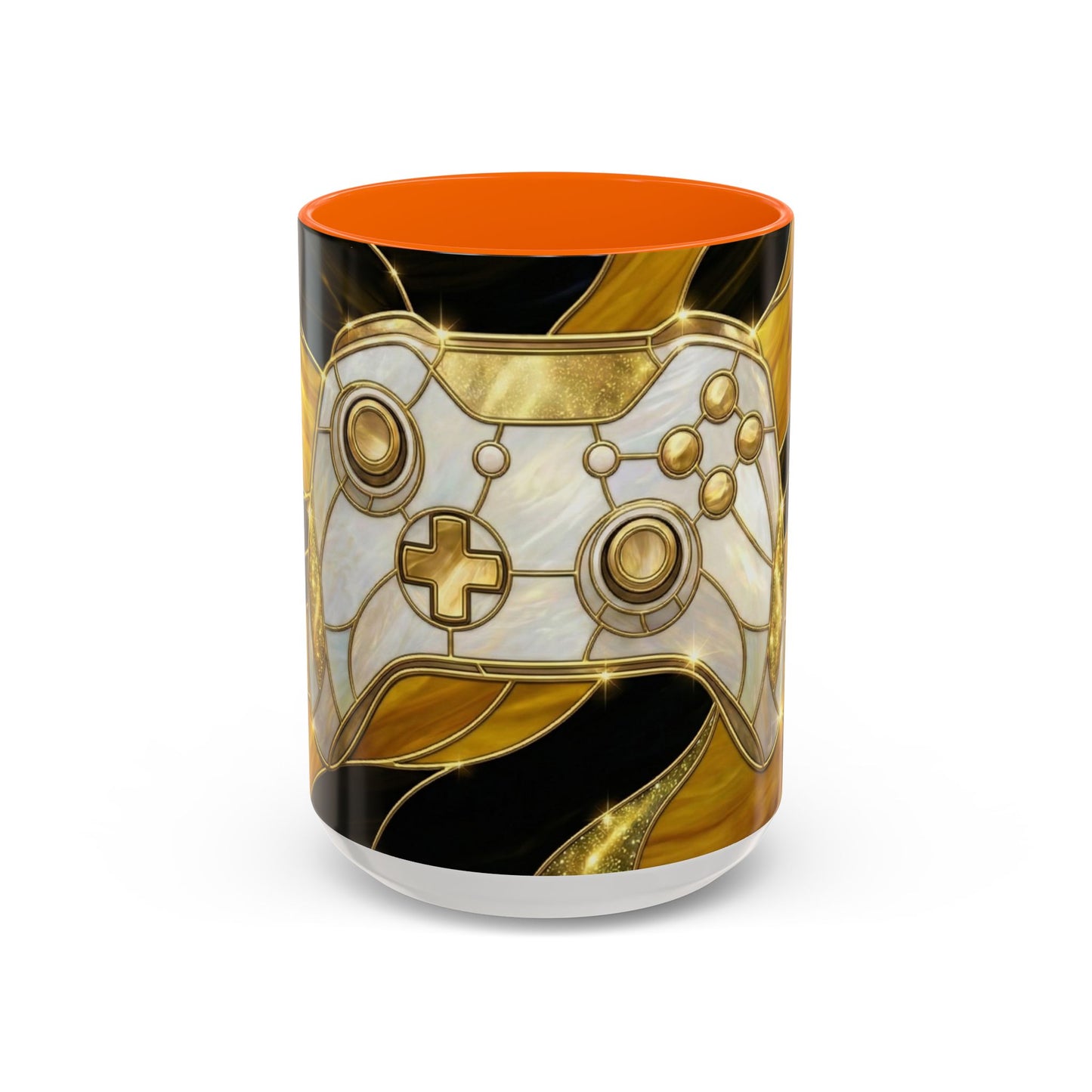 Stained Glass Gamer Mug, Gold Controller Coffee Cup, Video Game Gifts for Him, Gamer Boyfriend Gift, Teen Boy Gaming Mug, Desk Decor