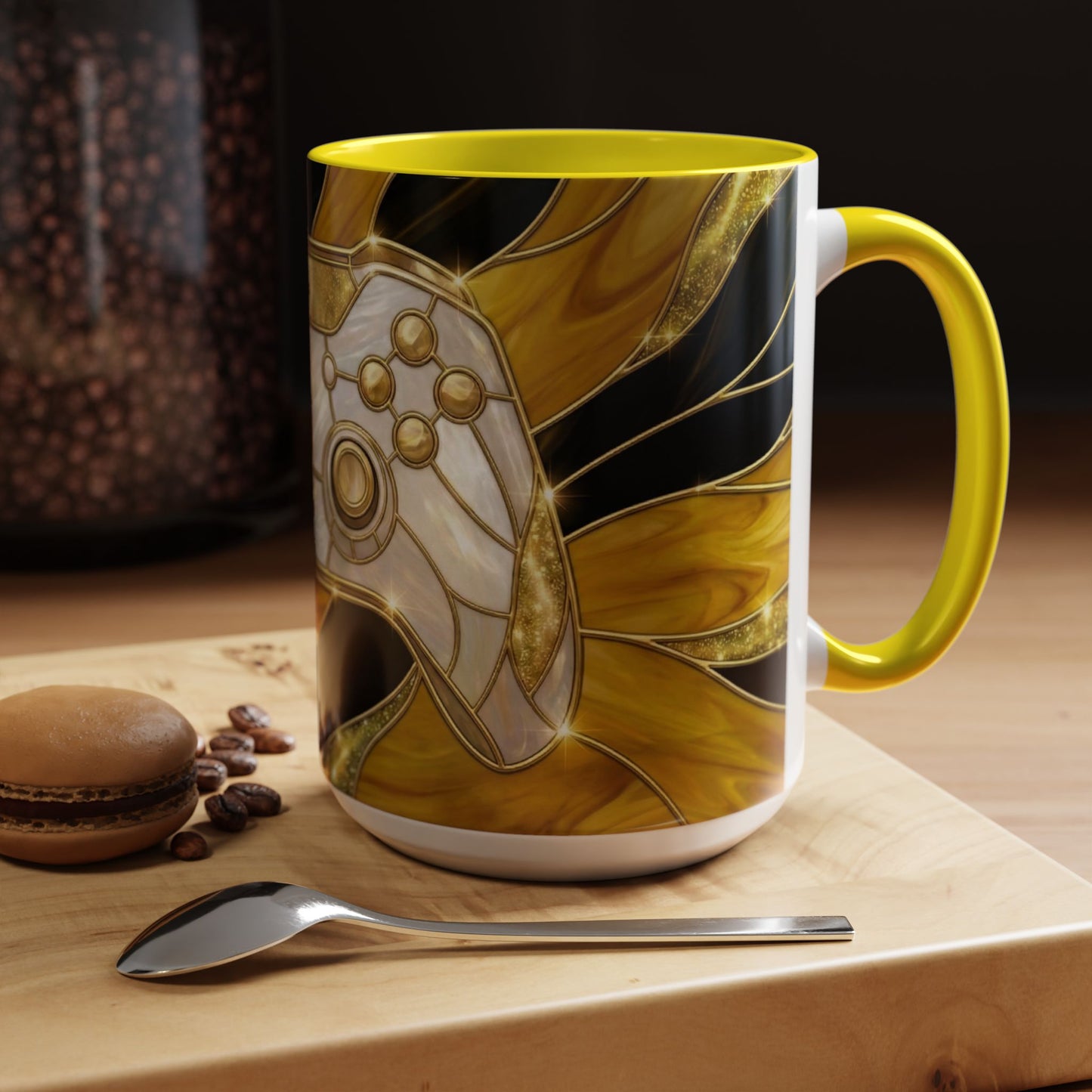 Stained Glass Gamer Mug, Gold Controller Coffee Cup, Video Game Gifts for Him, Gamer Boyfriend Gift, Teen Boy Gaming Mug, Desk Decor