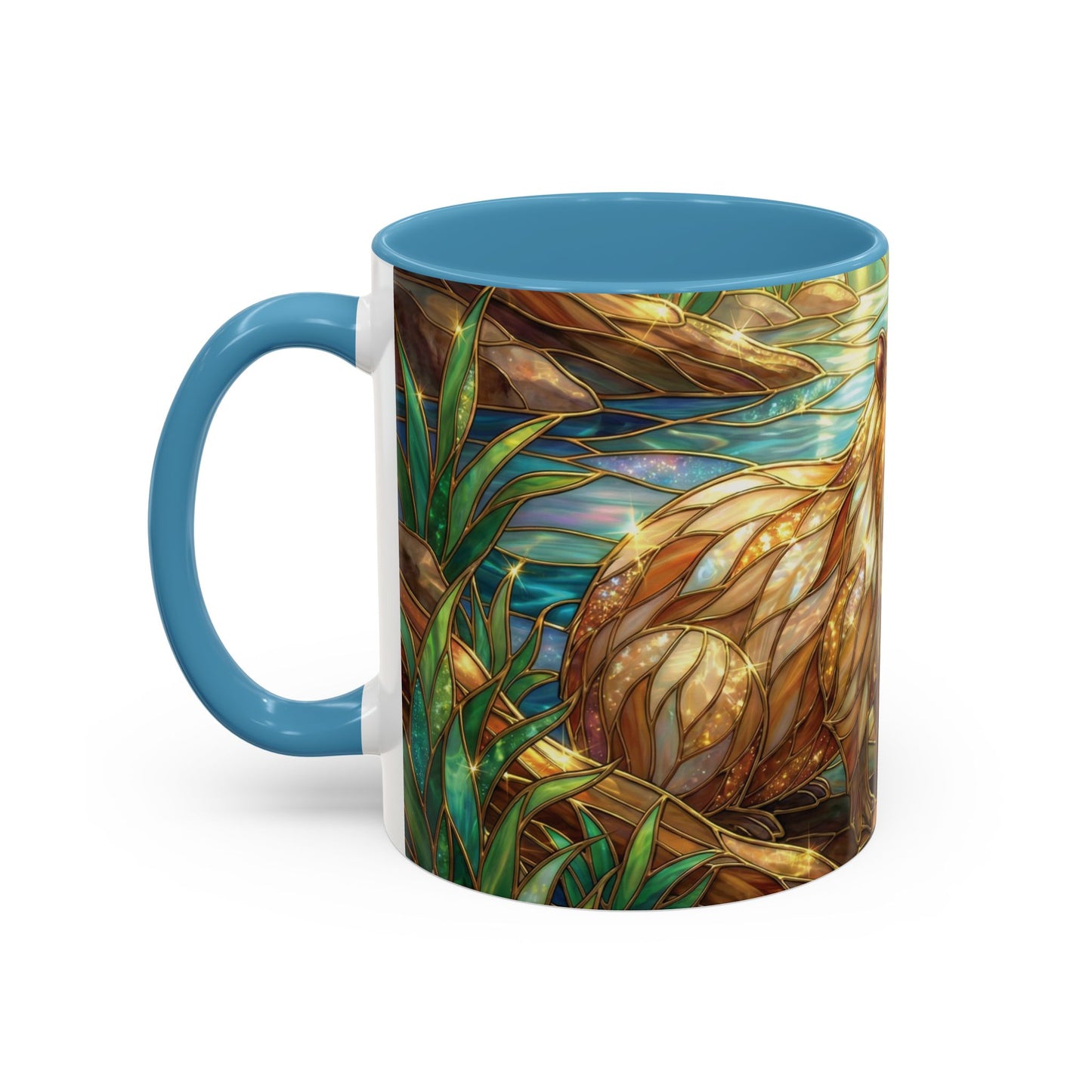 Capybara Coffee Mug, Stained Glass Capybara Mug, Cute Animal Art Mug, Nature Lover Gift, Unique Ceramic Coffee Cup, 11oz 15oz Wildlife Mug