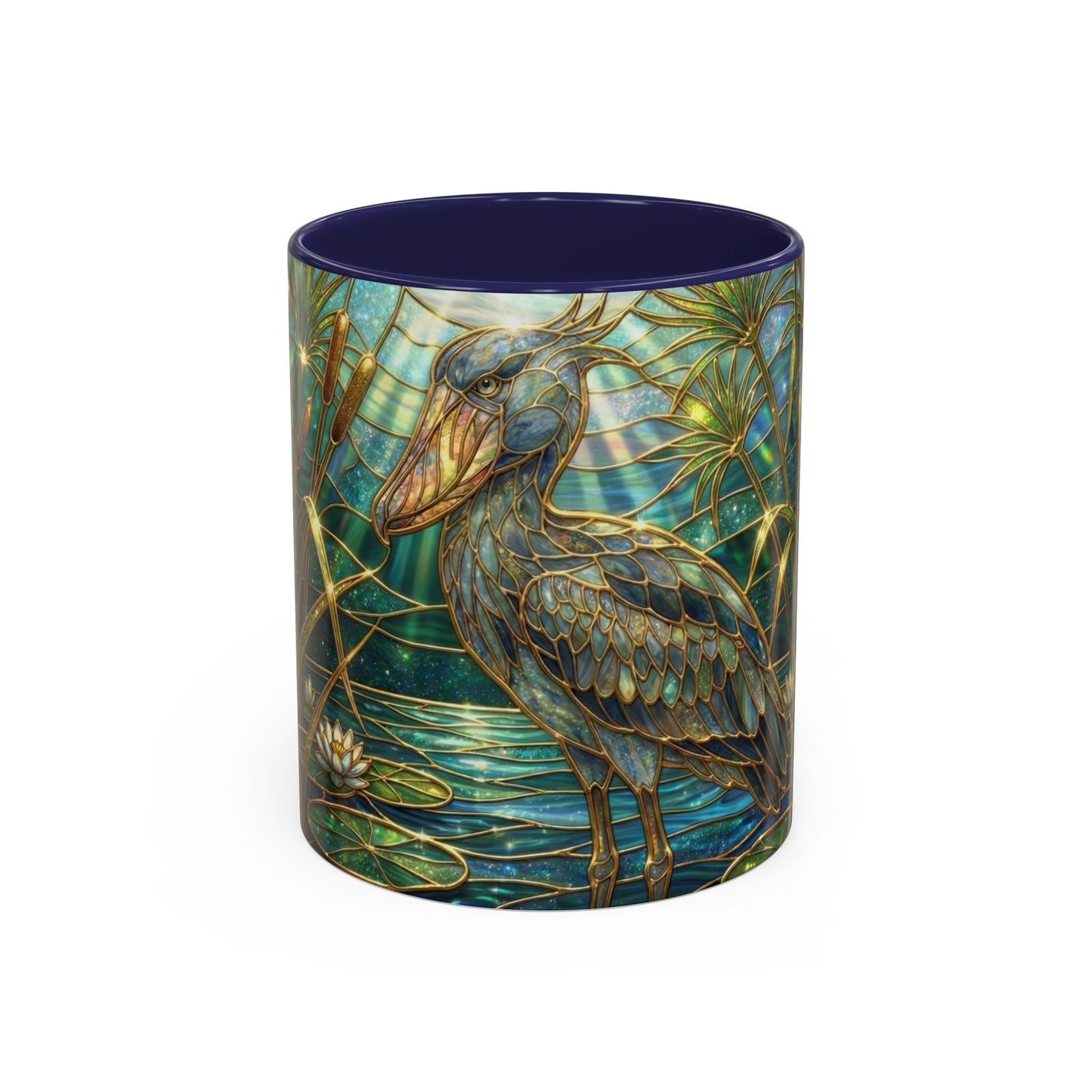 Shoebill Stork Mug, Stained Glass Bird Art, Prehistoric Animal Gift, Swamp Nature Coffee Cup, Galaxy Night, Ornithology Lover Present