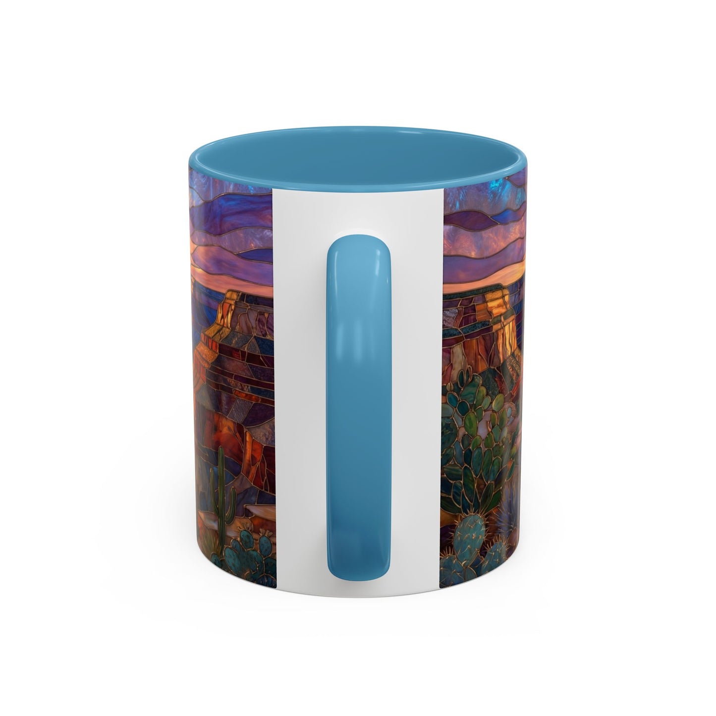 Stained Glass Grand Canyon Mug, Southwest Landscape Coffee Cup, Sunset Canyon Art Mug, Nature Gift For Hikers, Colorful Scenic Grand Canyon Illustration