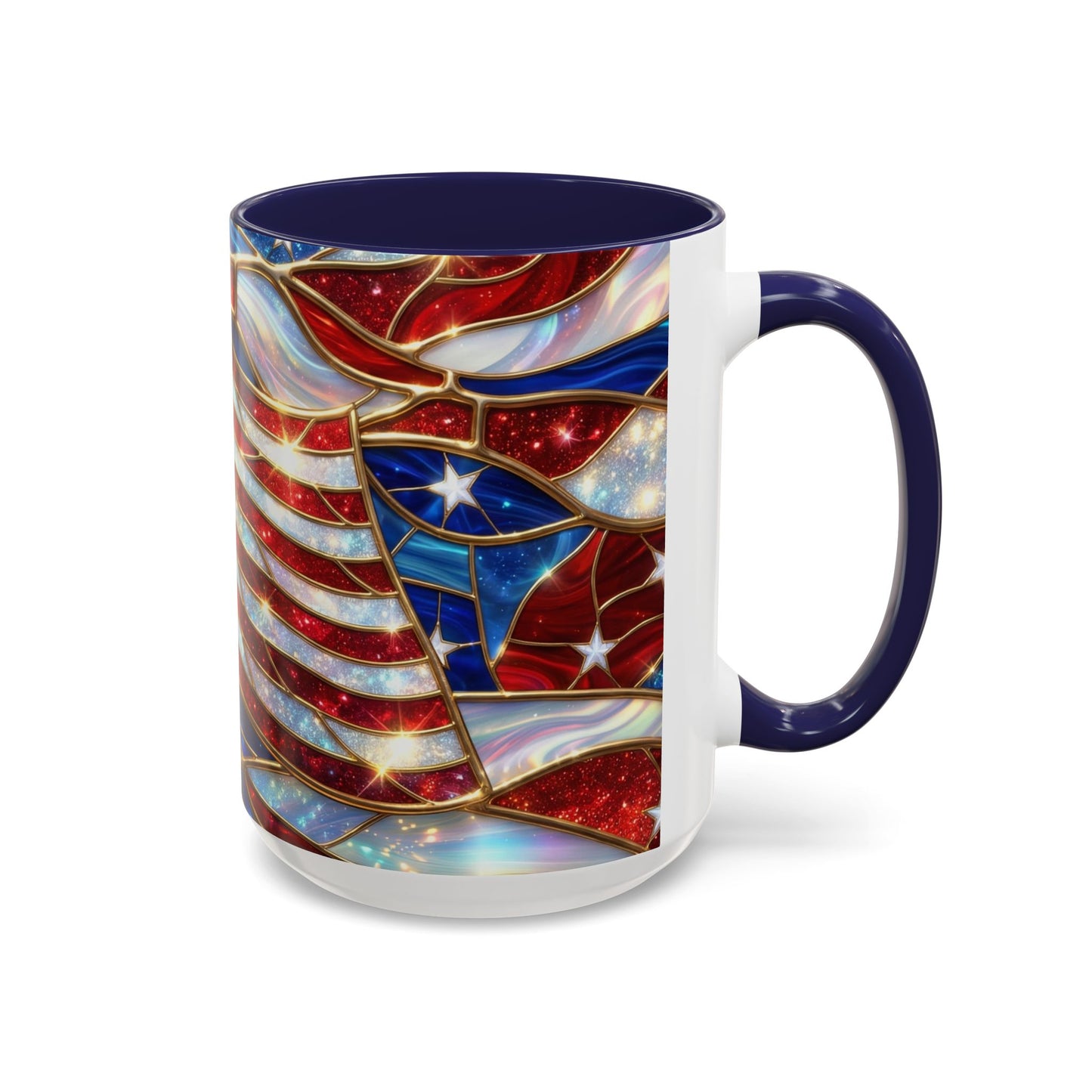 American Flag Mug, Stained Glass Flag Coffee Mug, Patriotic Mug, USA Flag Cup, Fourth Of July Gift, Veterans Gift Mug