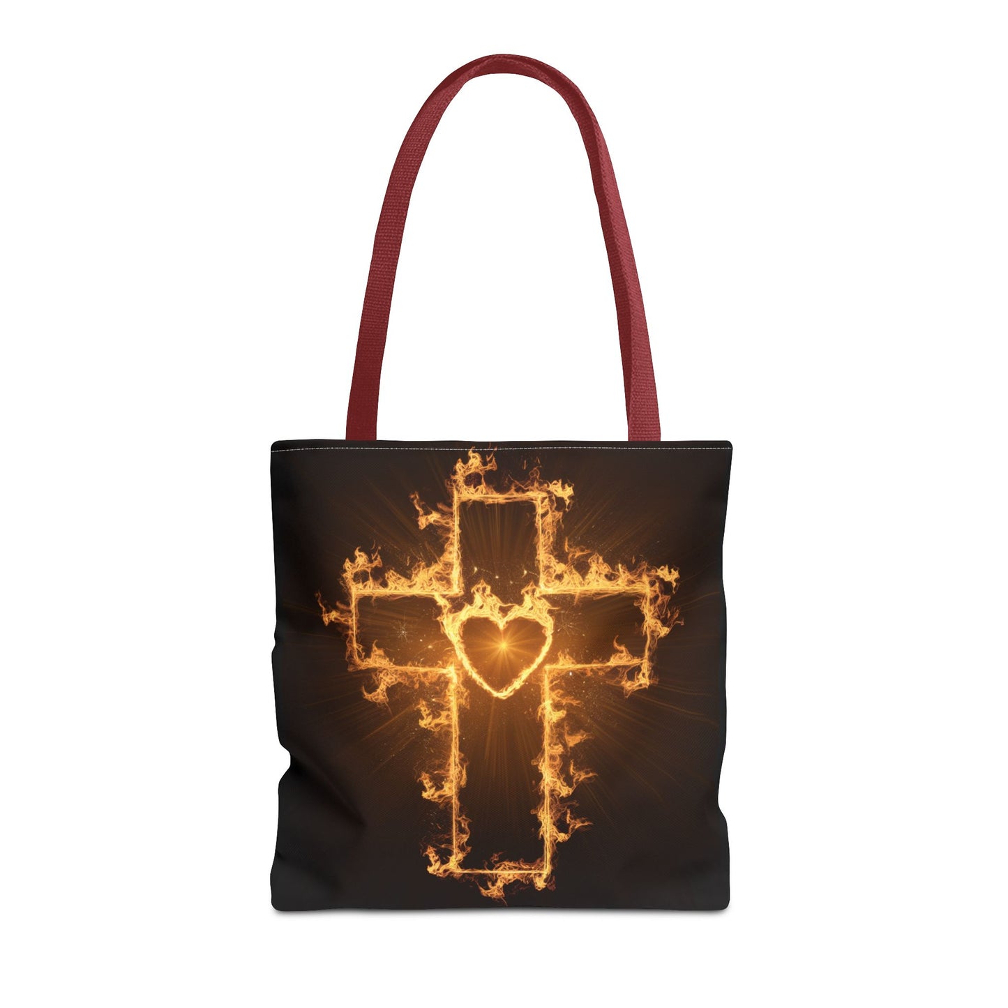 Stylish Flame Cross Tote Bag - Faith-Inspired Fashion