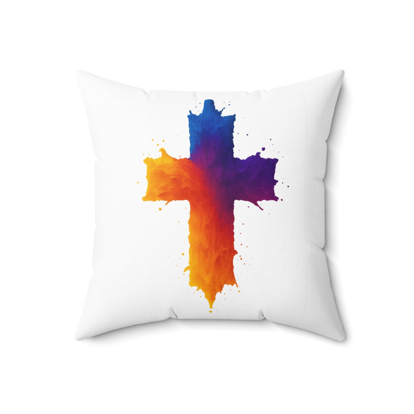 Christian Cross Throw Pillow Watercolor Faith Decor Cushion, Religious Home Accent, Inspirational Gift Idea