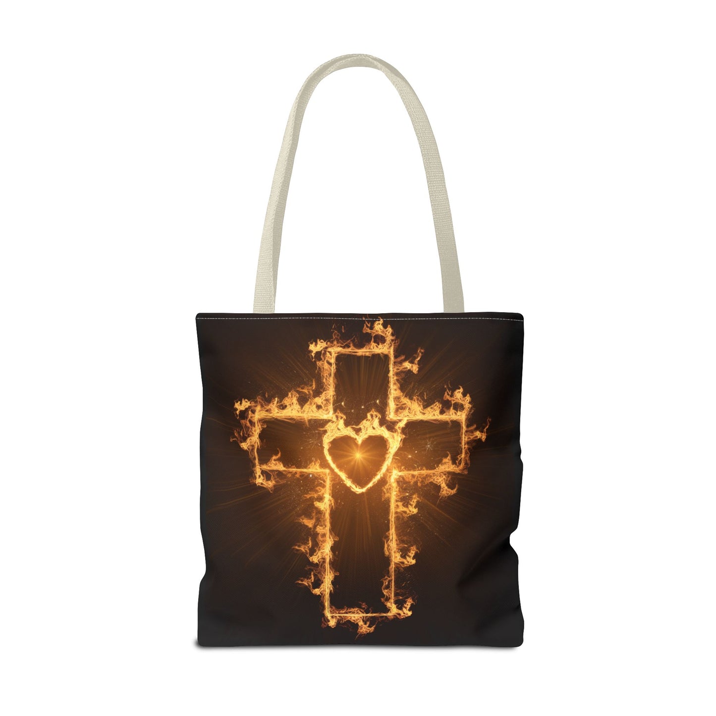 Stylish Flame Cross Tote Bag - Faith-Inspired Fashion