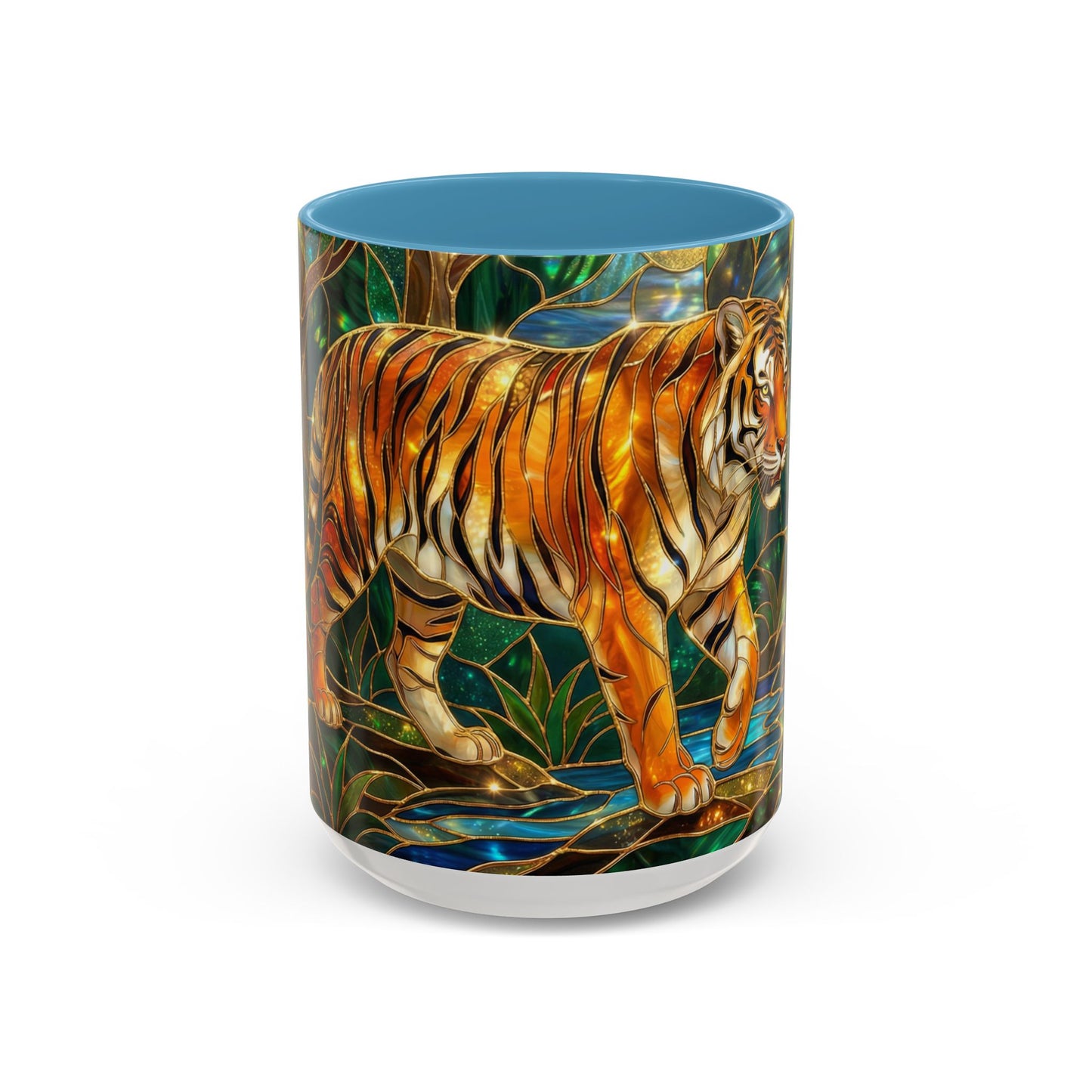 Stained Glass Tiger Mug, Tiger Coffee Cup, Wildlife Art Mug, Jungle Tiger Gift, Animal Lover Mug, Nature Inspired Coffee Cup