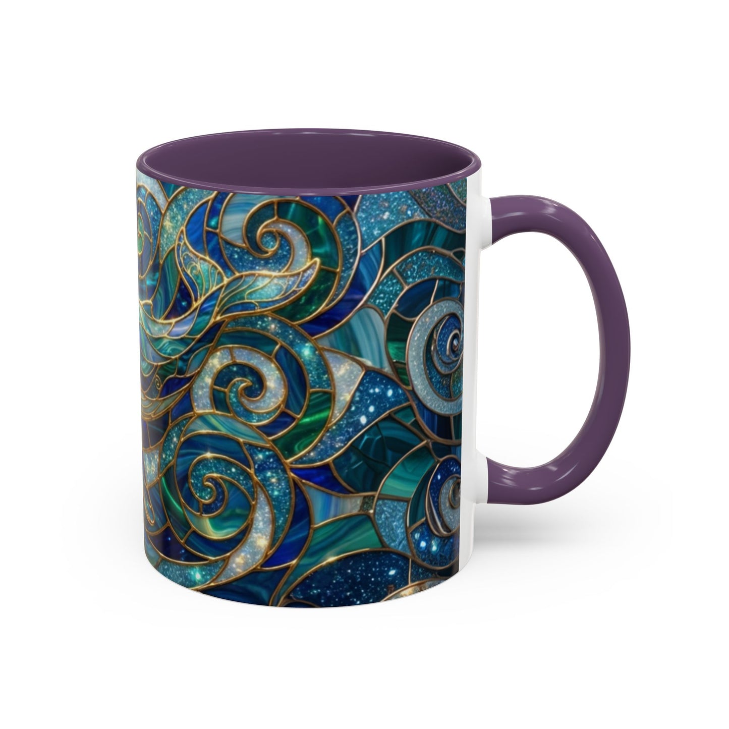 Stained Glass Whale Mug, Ocean Art Coffee Cup, Blue Sea Life Design, Nautical Gift For Ocean Lovers, Colorful Stained Glass Whale Cup