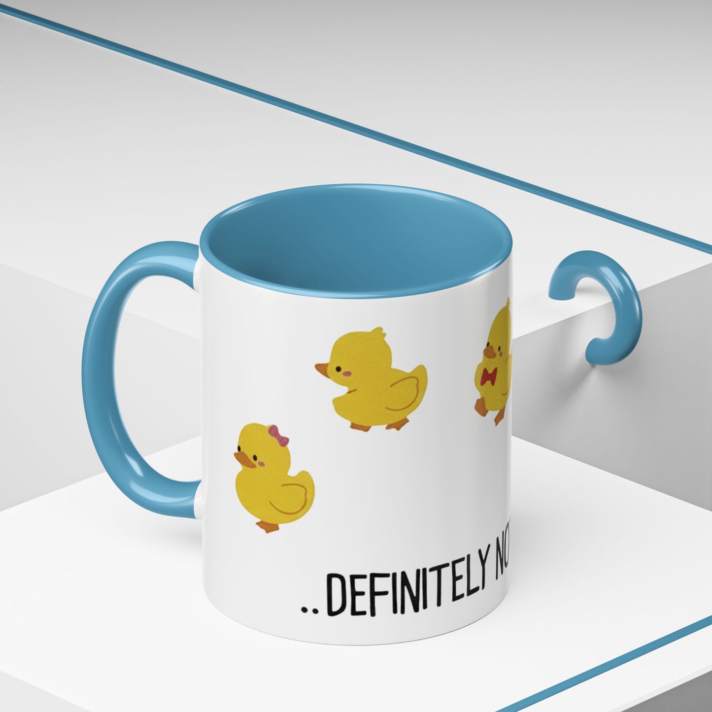 Funny Duck Mug, Cute Chick Coffee Cup, “Definitely Not In A Row” Mug, Cute Animal Lover Gift, Humor Tea Cup, Yellow Duck Kitchenware