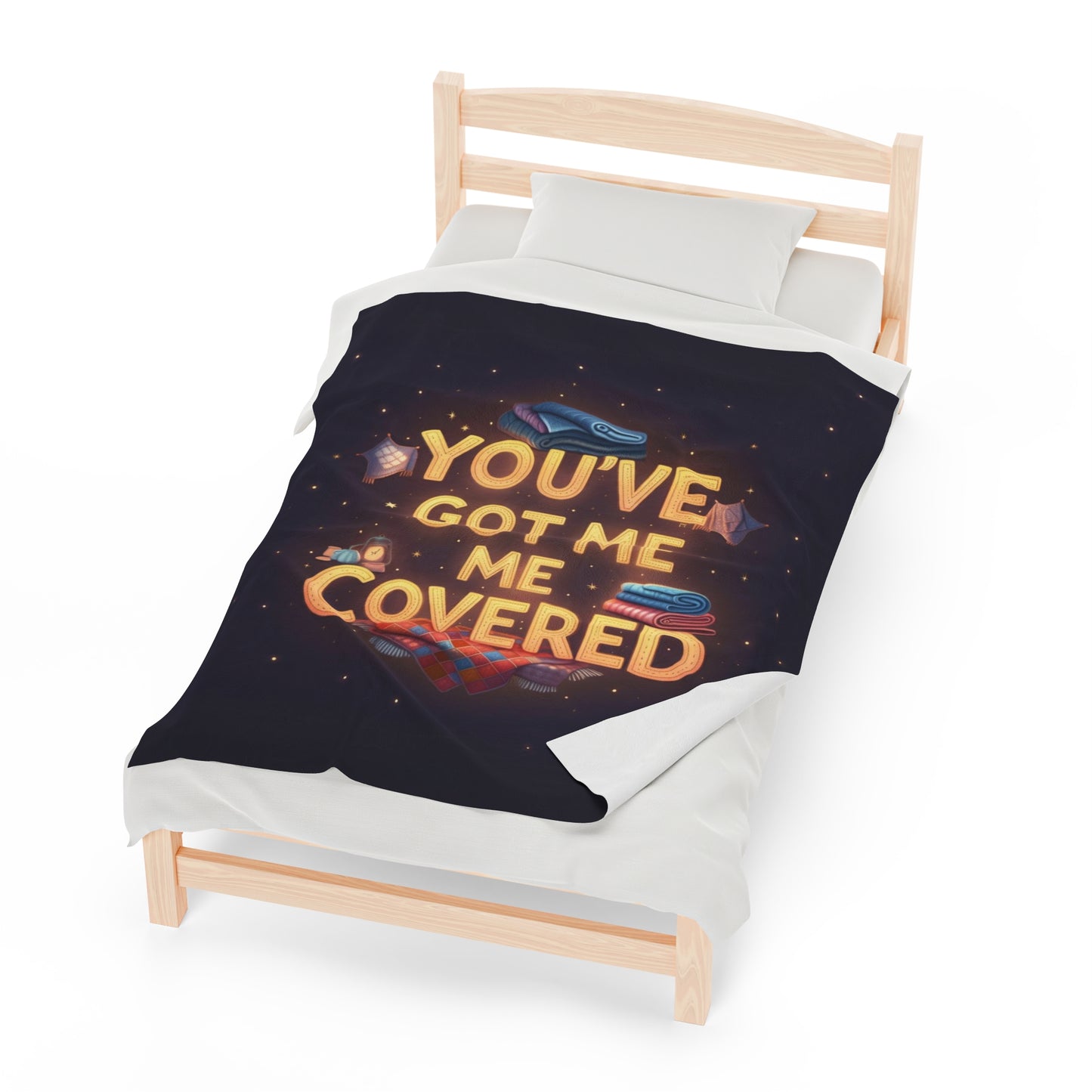 Velvet Plush Blanket, Soft Throw Blanket for Cuddling, 'You've Got Me Covered' Quote, Cozy Bedding, Warm Fleece Blanket, Couch Snuggle,