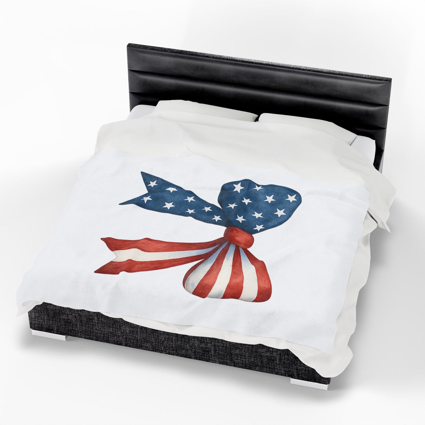 Patriotic Bow USA Blanket | 4th of July Throw | American Flag Blanket | USA Stars Stripes Decor | Cozy Fourth of July Gift | USA Home Decor