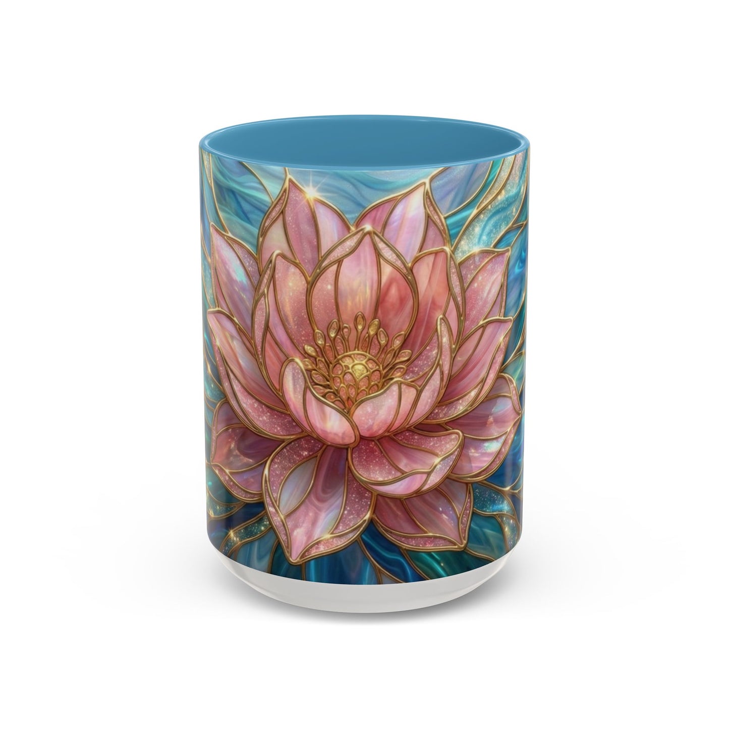 Pink Lotus Flower Mug, Stained Glass Style Coffee Cup, Spiritual Zen Gift For Women, Yoga Lover Tea Mug, Meditation Boho Floral Drinkware