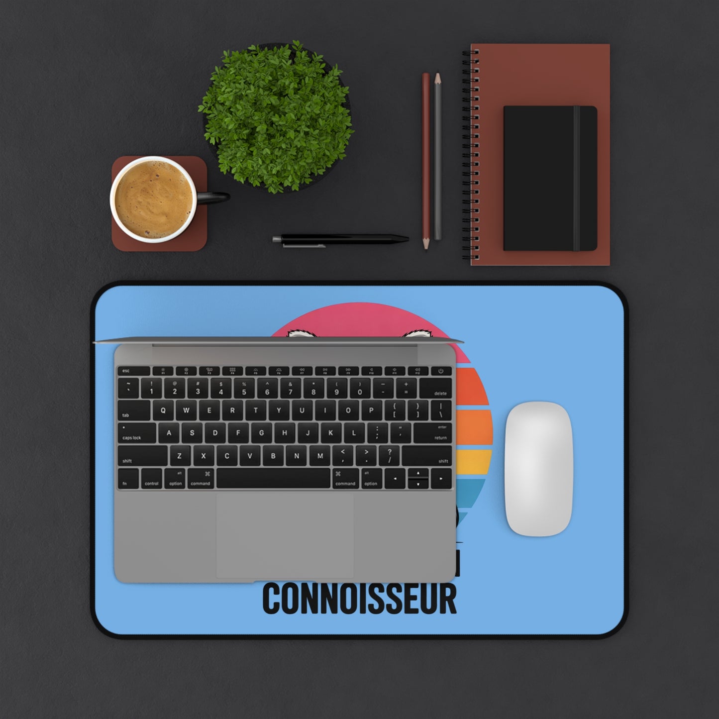 Desk Mat with Raccoon Certified Trash Connoisseur Design Trash Panda Mouse Pad Raccoon Decor
