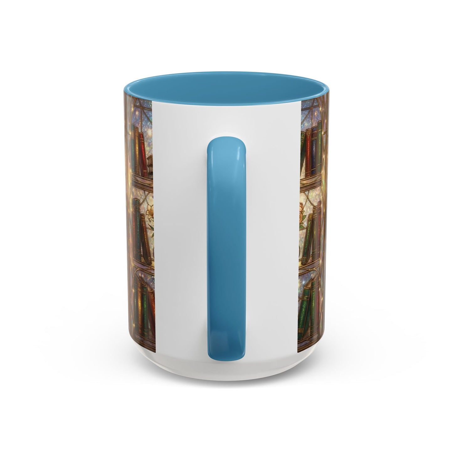 Stained Glass Books Mug, Book Lover Coffee Mug, Cozy Library Mug, Bookish Gift For Readers, Dark Academia Mug, Floral Bookshelf Cup