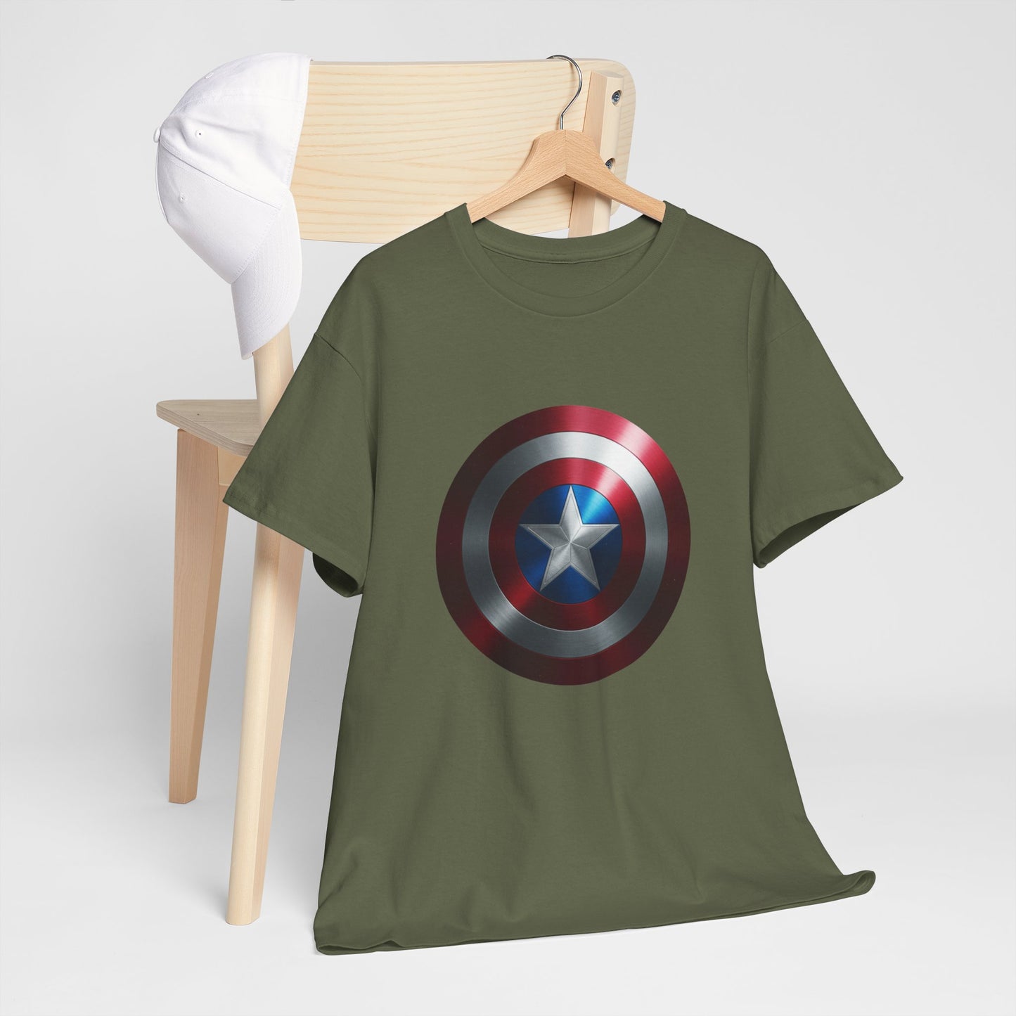 Patriotic Hero Shield Shirt – Star Emblem Graphic Tee – Super Soldier Gift – Comic Inspired Unisex Shirt – Cosplay Convention Top