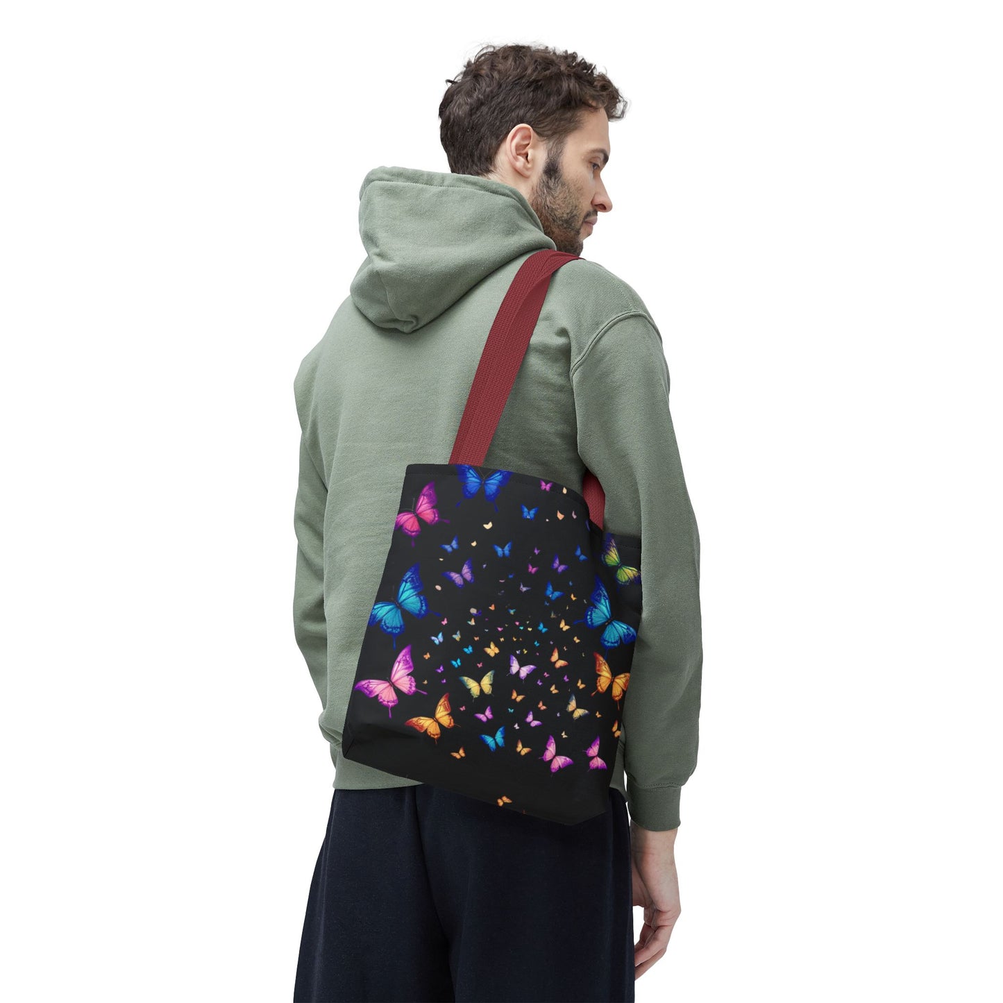 Butterfly Swarm Tote Bag – Colorful Rainbow Butterfly Tote, Aesthetic Canvas Bag, Nature-Inspired Gift, Magical Reusable Eco Purse