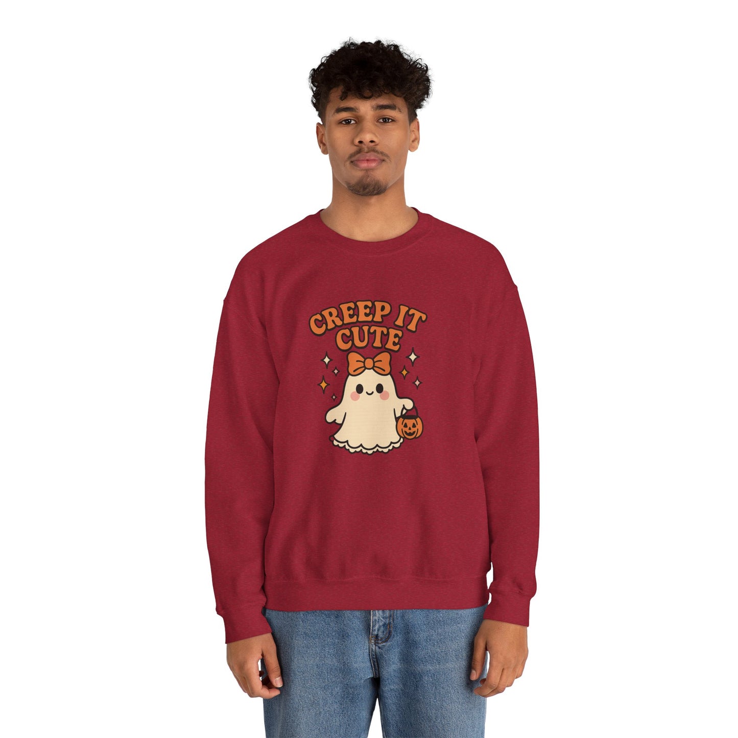 Cute Ghost Sweatshirt, Creep It Cute Crewneck, Spooky Halloween Pullover, Sweet Ghost Graphic Sweatshirt, Trick-Or-Treat Gift Top