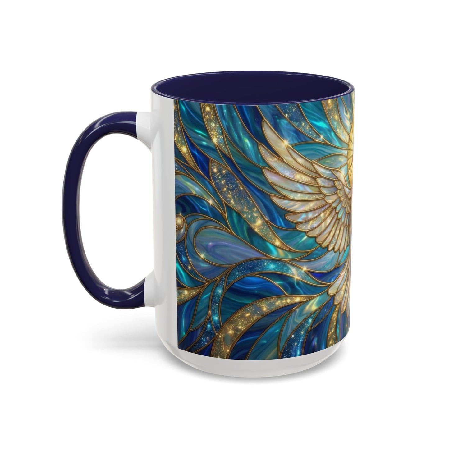 Stained Glass Dove Mug, Peace Dove Coffee Mug, Holy Spirit Dove Cup, Christian Gift Mug, Spiritual Art Mug, Faith Inspired Coffee Cup