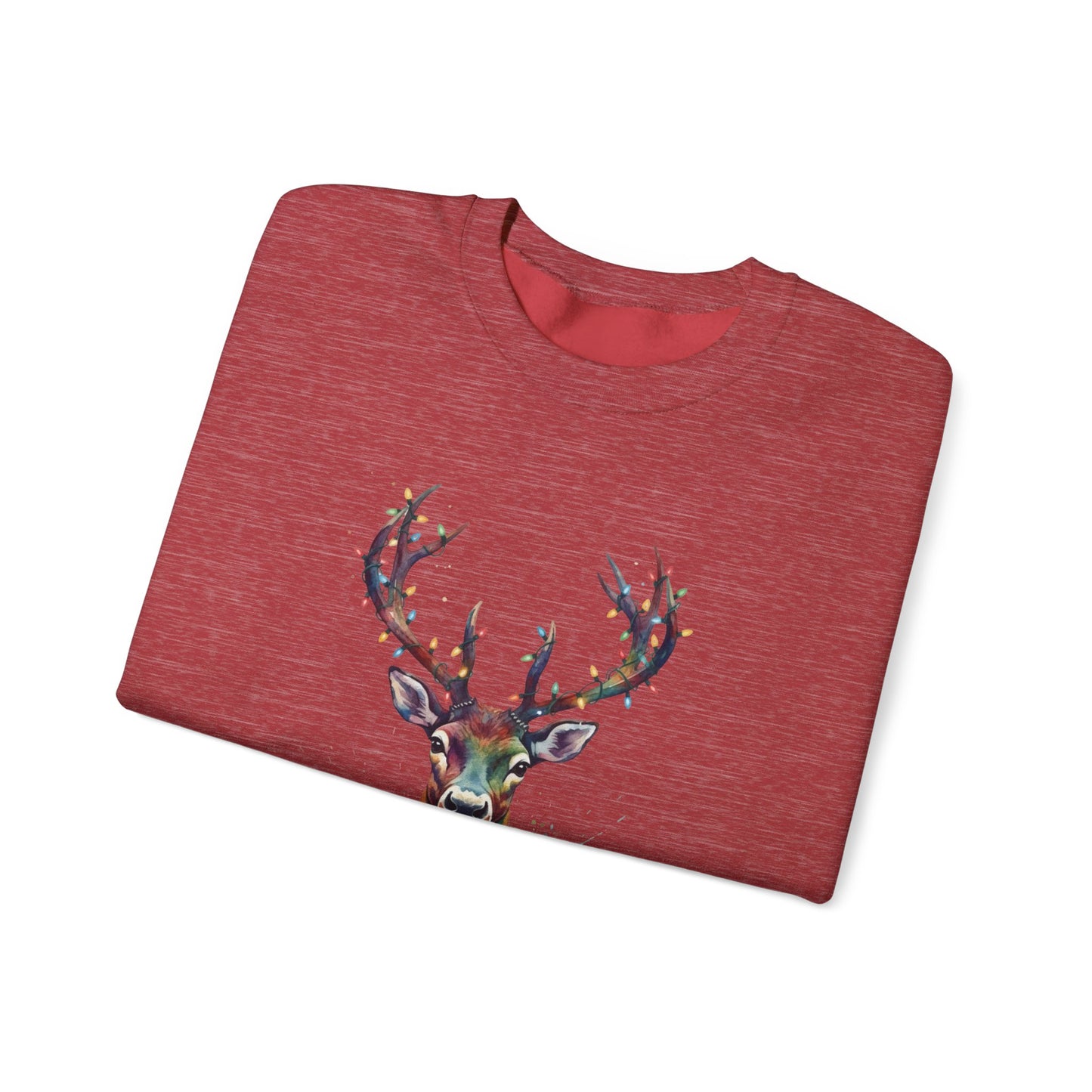 Colorful Reindeer Christmas Sweatshirt, Holiday Deer Lights Sweater, Watercolor Winter Crewneck, Festive Cozy Gift For Him Or Her