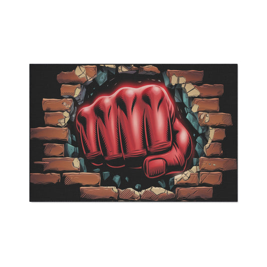 Floor Mat - Fun Red Fist Smashing Through Wall Design