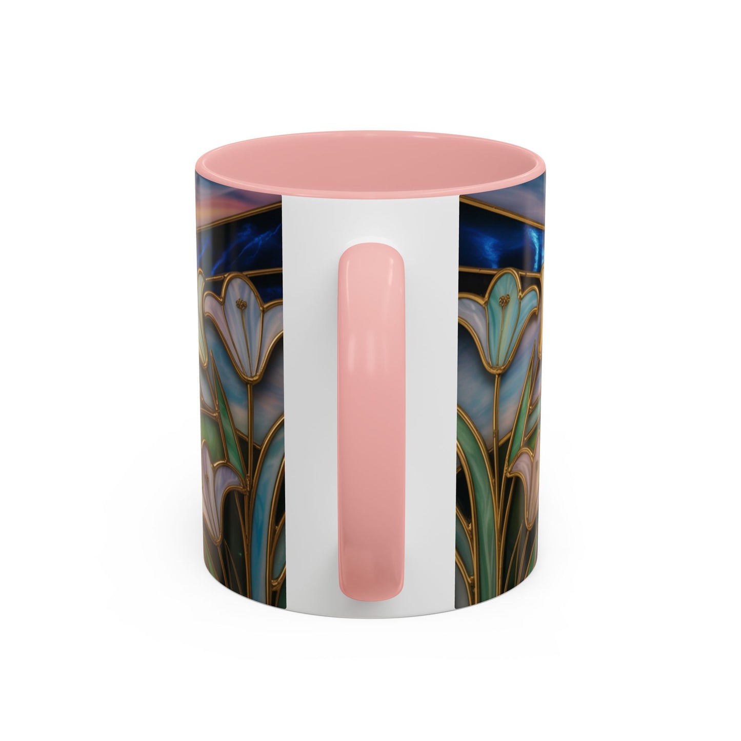 Stained Glass Cross Mug, Christian Coffee Cup, Faith Gift Mug, Religious Art Mug, Floral Church Mug, Inspirational Faith Cup, Easter Gift