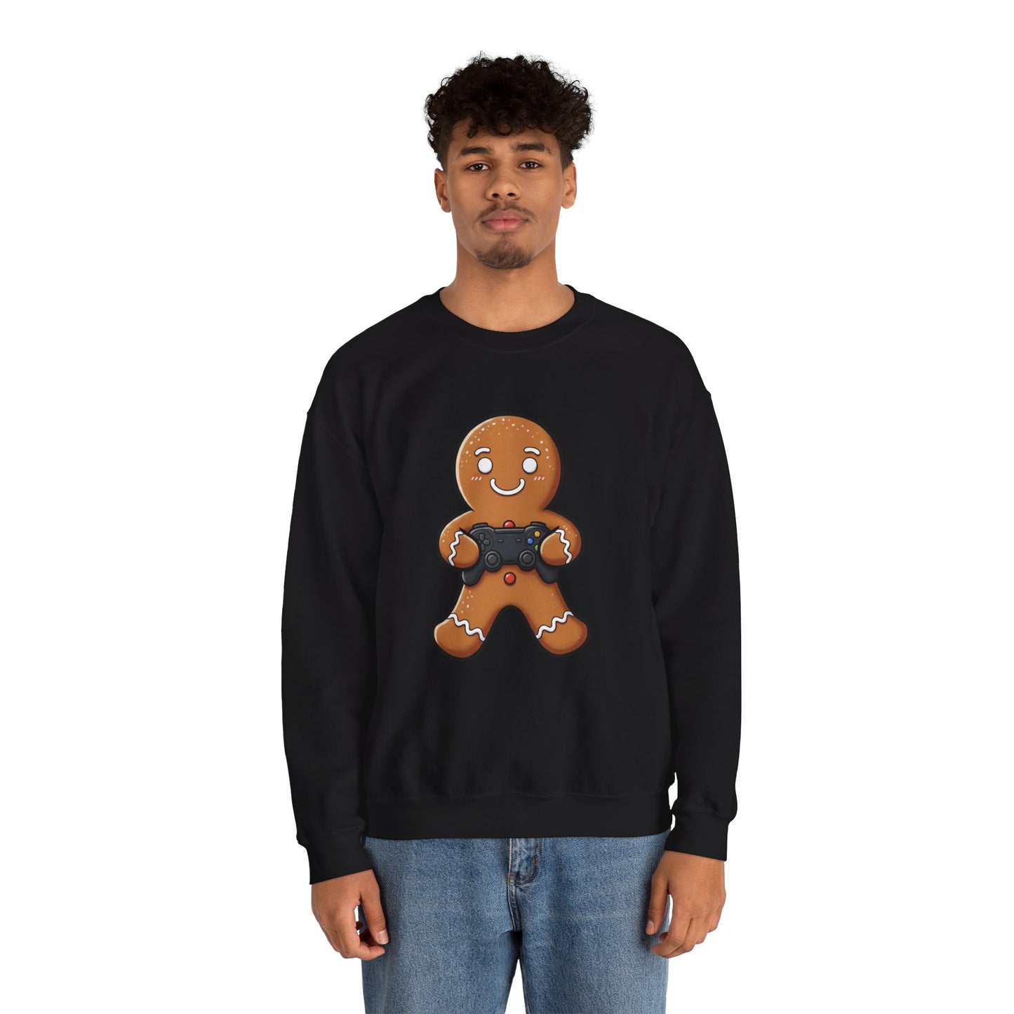 Gamer Gingerbread Sweatshirt | Funny Christmas Sweater | Cute Holiday Crewneck for Gamers | Cozy Unisex Winter Gift