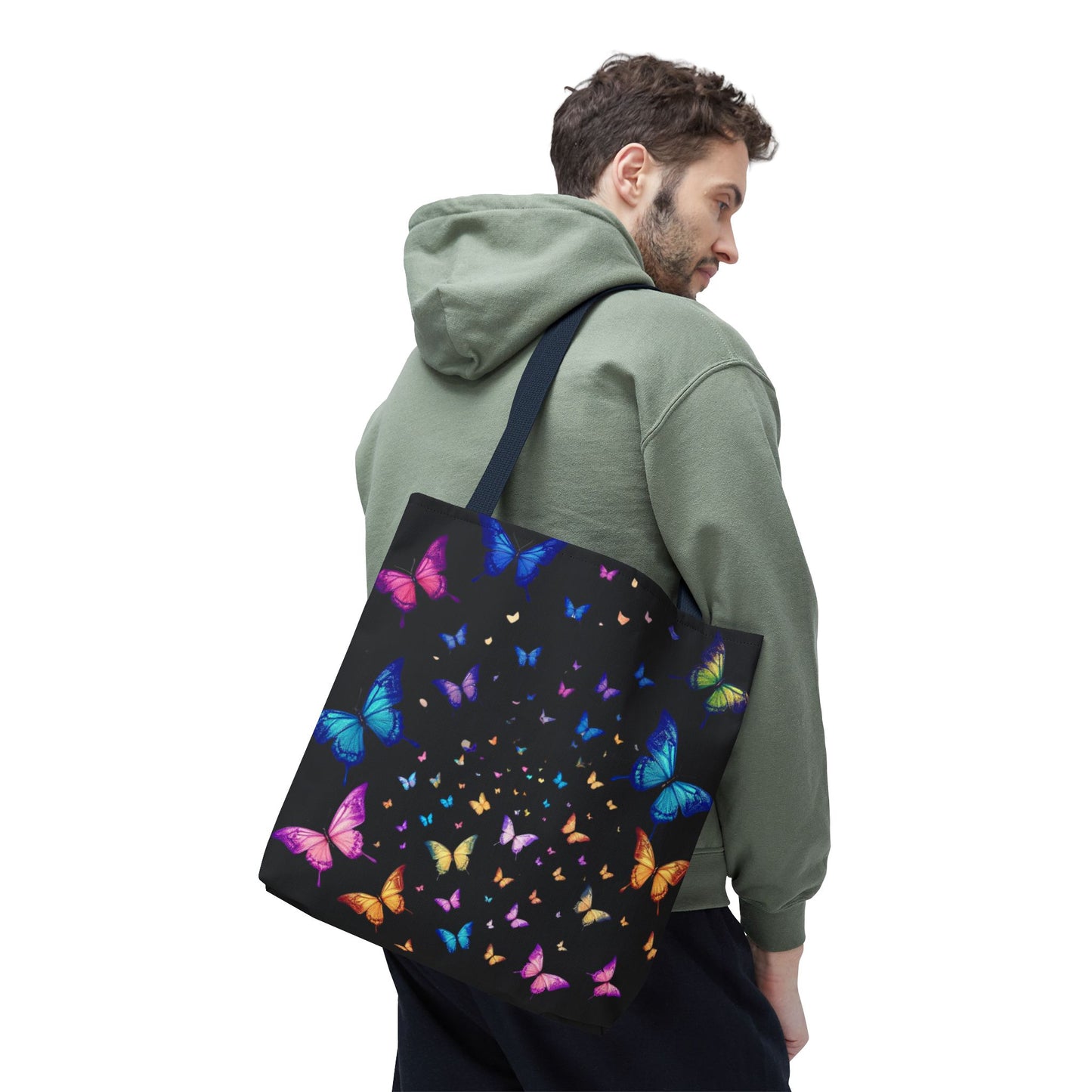 Butterfly Swarm Tote Bag – Colorful Rainbow Butterfly Tote, Aesthetic Canvas Bag, Nature-Inspired Gift, Magical Reusable Eco Purse