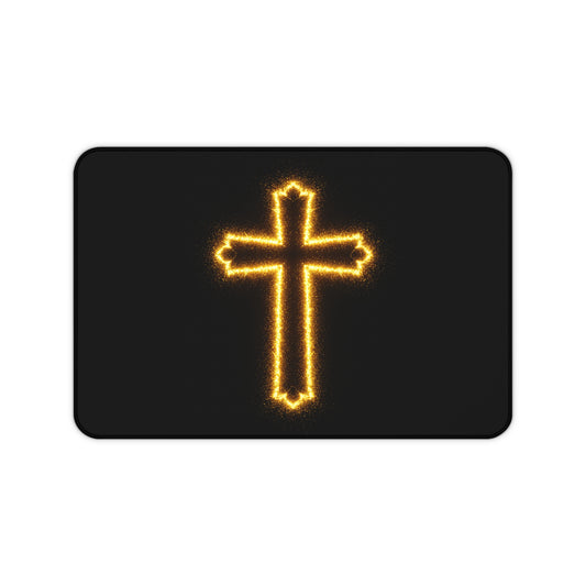 Desk Mat with Glowing Cross Design