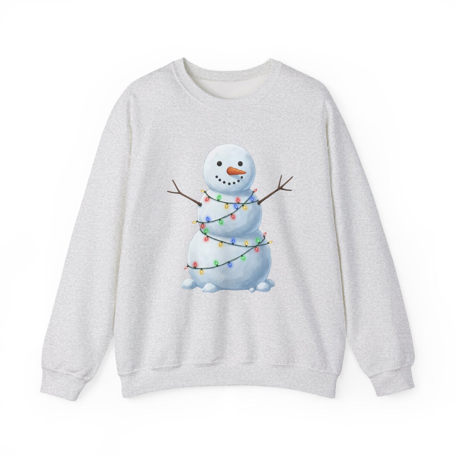 Cute Snowman Christmas Sweatshirt, Holiday Snowman Lights Sweater, Winter Snowman Crewneck, Cozy Christmas Gift, Festive Holiday Shirt