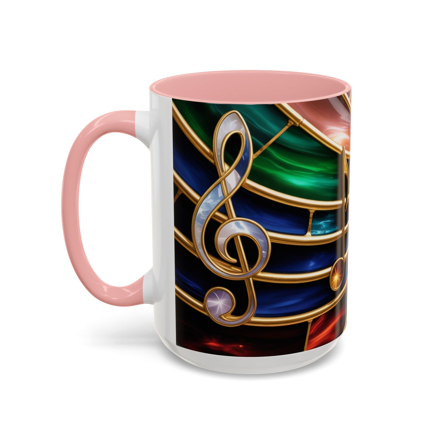 Stained Glass Music Mug, Musical Notes Coffee Cup, Colorful Treble Clef Mug, Musician Gift Idea, Music Lover Cup, Art Mug for Singers