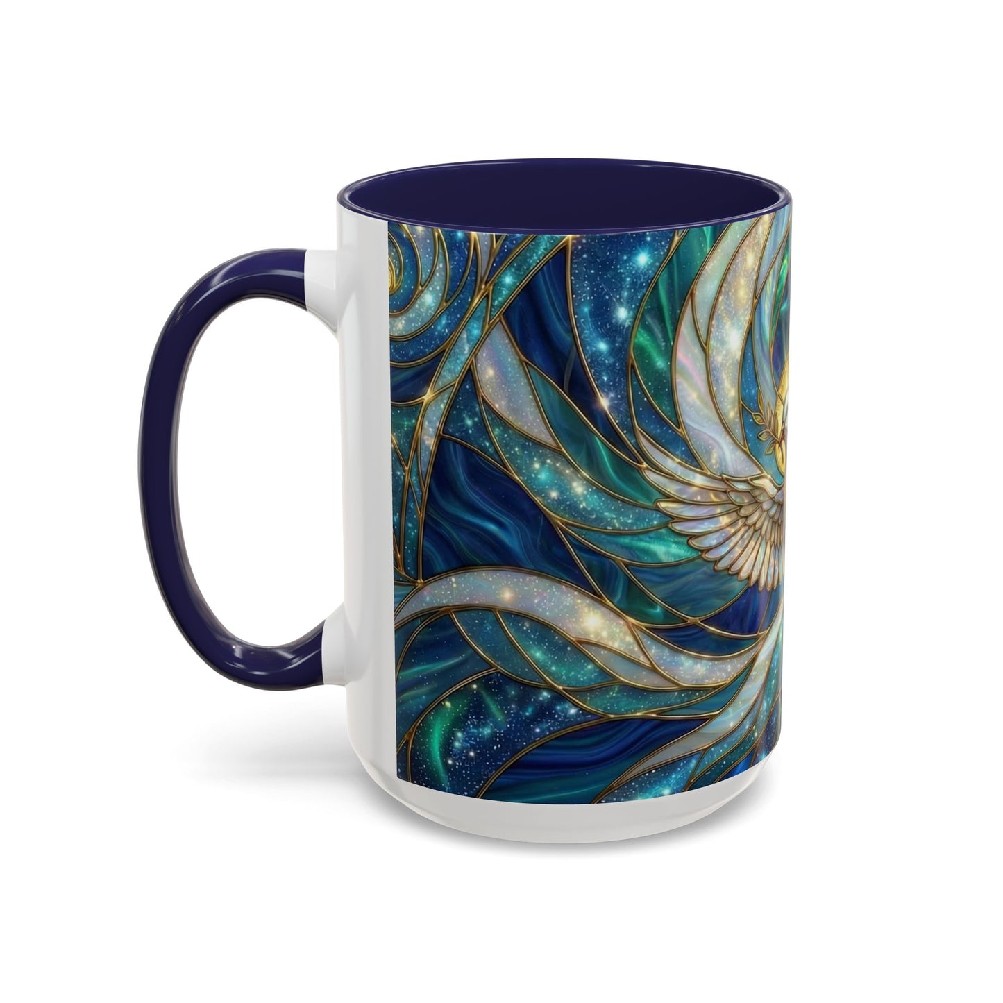 Stained Glass Dove Mug, Christian Coffee Cup, Religious Gift, Faith Art Mug, Holy Spirit Dove, Inspirational Christian Mug