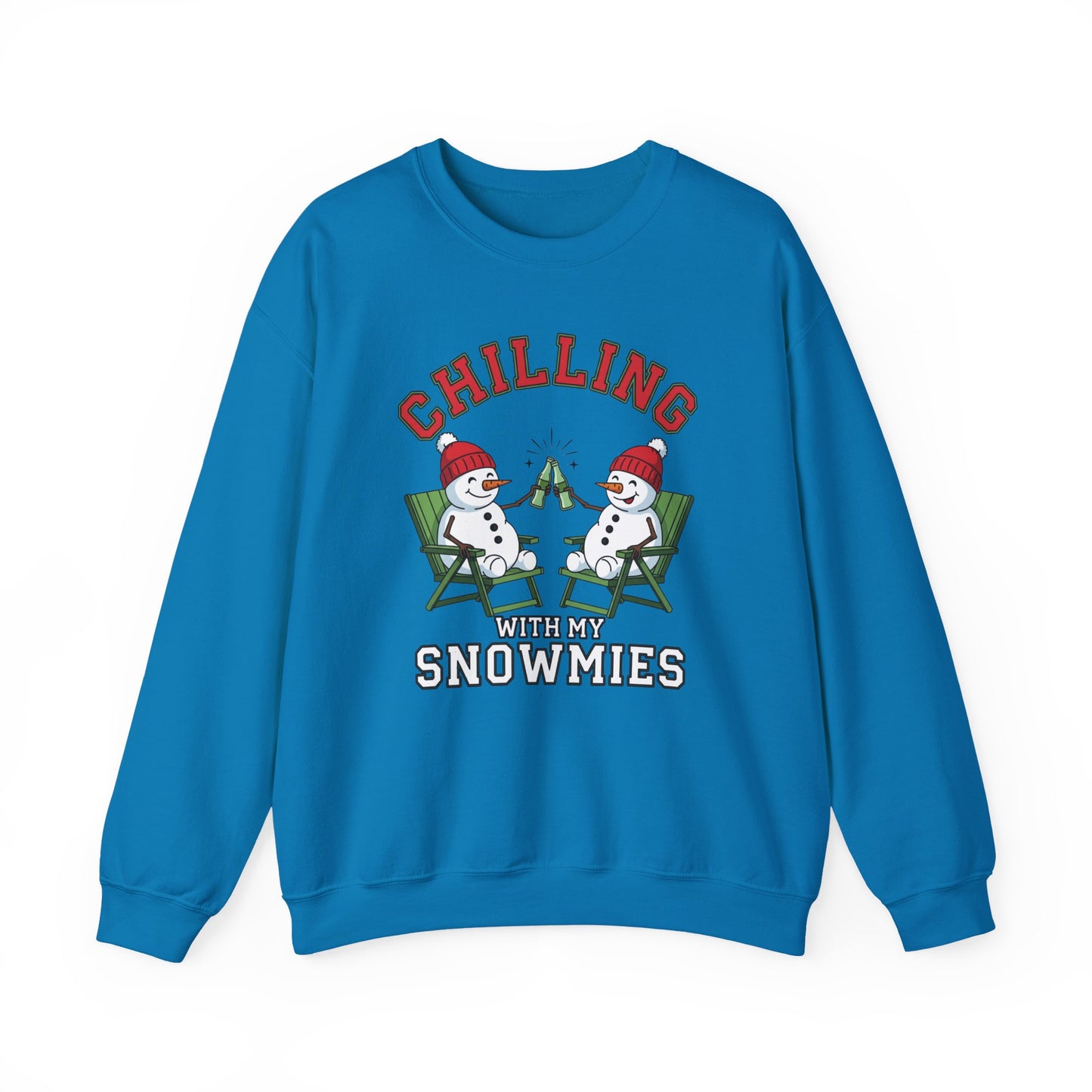 Chilling With My Snowmies Sweatshirt - Funny Christmas Snowman Sweater, Holiday Party Shirt, Cute Winter Gift, Matching Friends Xmas Top