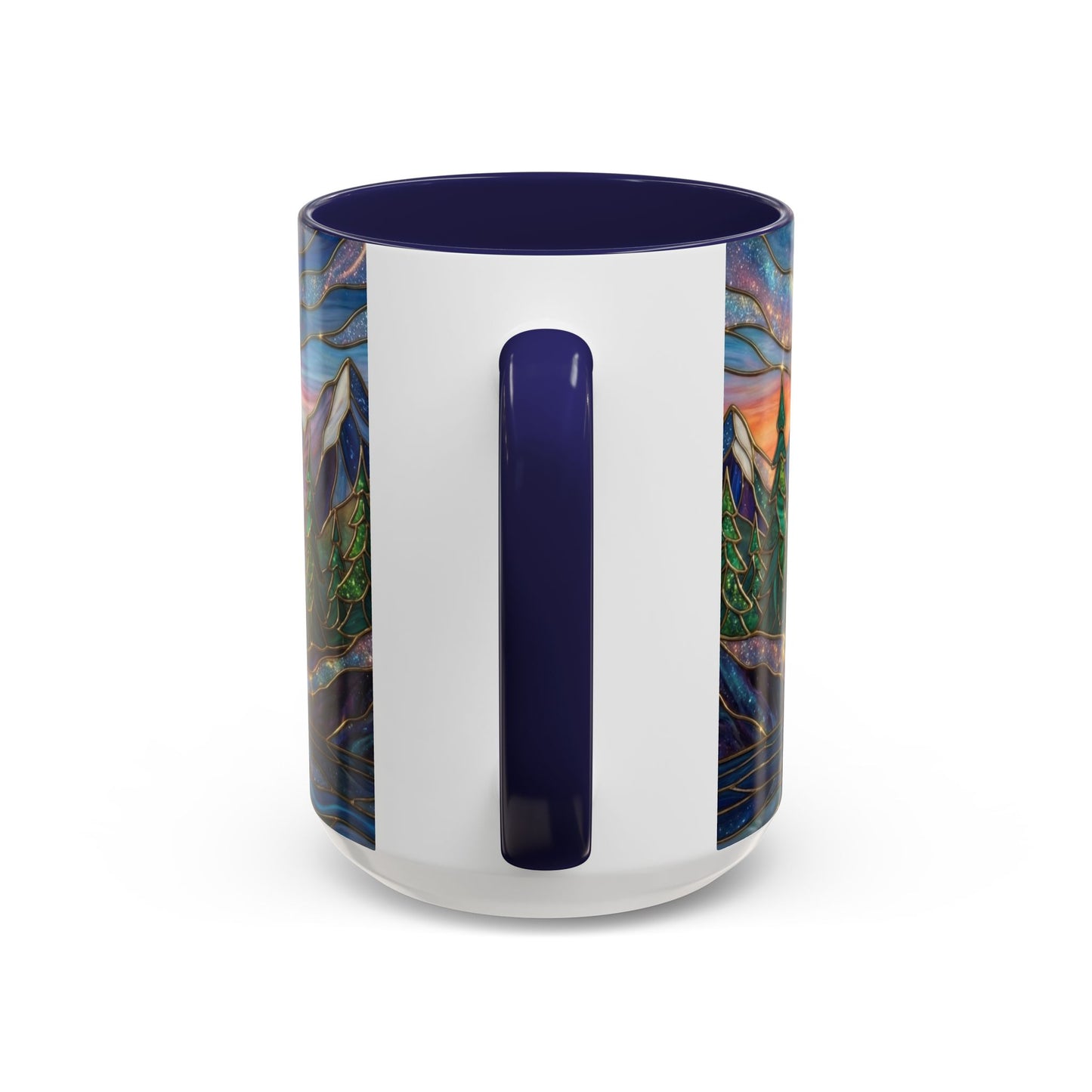 Stained Glass Mountain Mug, Sunset Mountain Landscape Coffee Cup, Nature Ceramic Mug With Forest And River, 11oz 15oz Gift