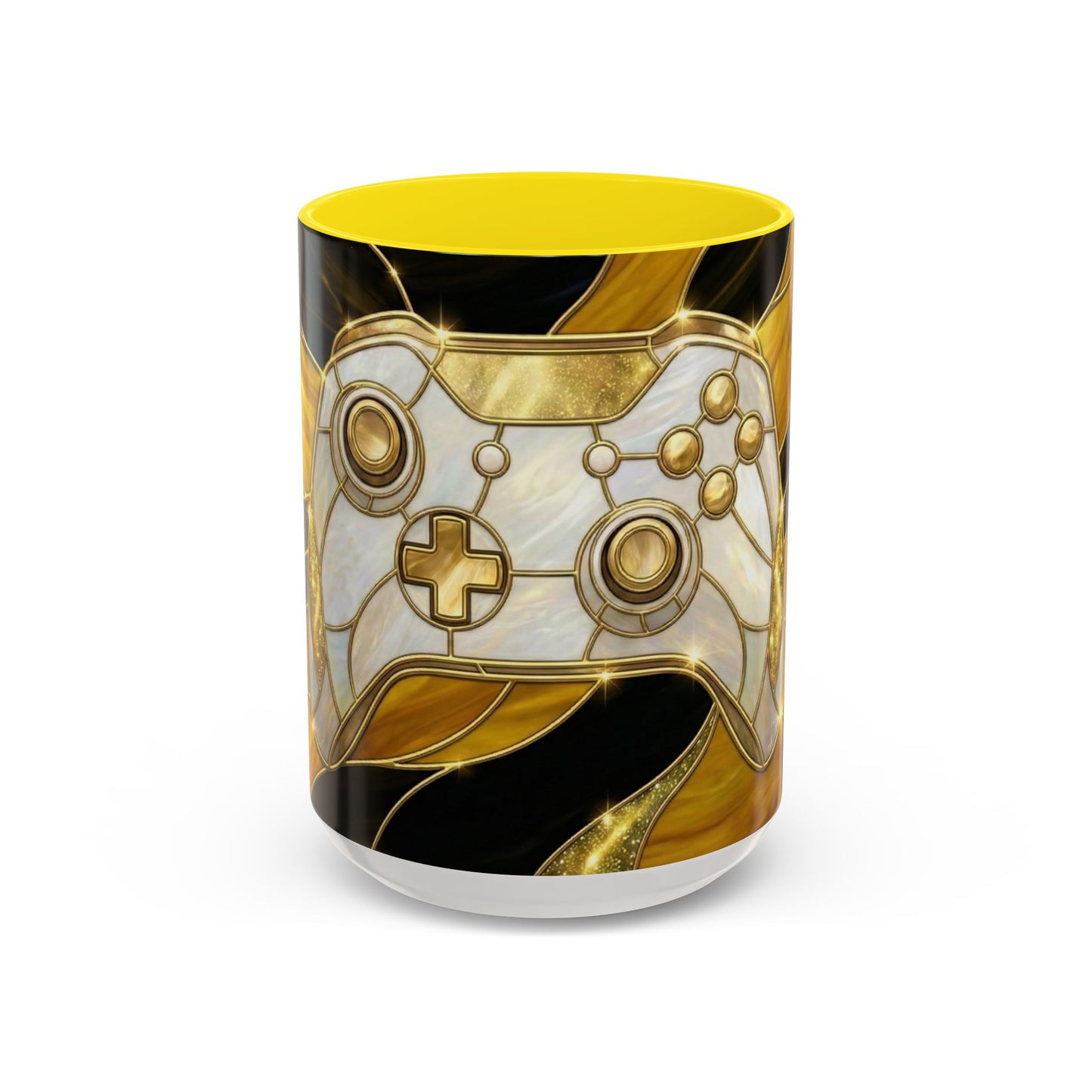 Stained Glass Gamer Mug, Gold Controller Coffee Cup, Video Game Gifts for Him, Gamer Boyfriend Gift, Teen Boy Gaming Mug, Desk Decor