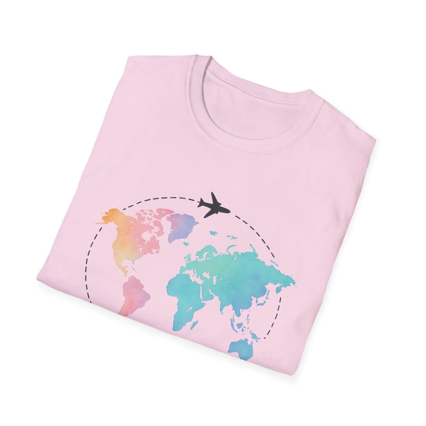Adventure Awaits Travel Shirt | Watercolor World Map Tee for Women and Men | Wanderlust Gift for Travelers, Hikers, Campers, Beach Lovers