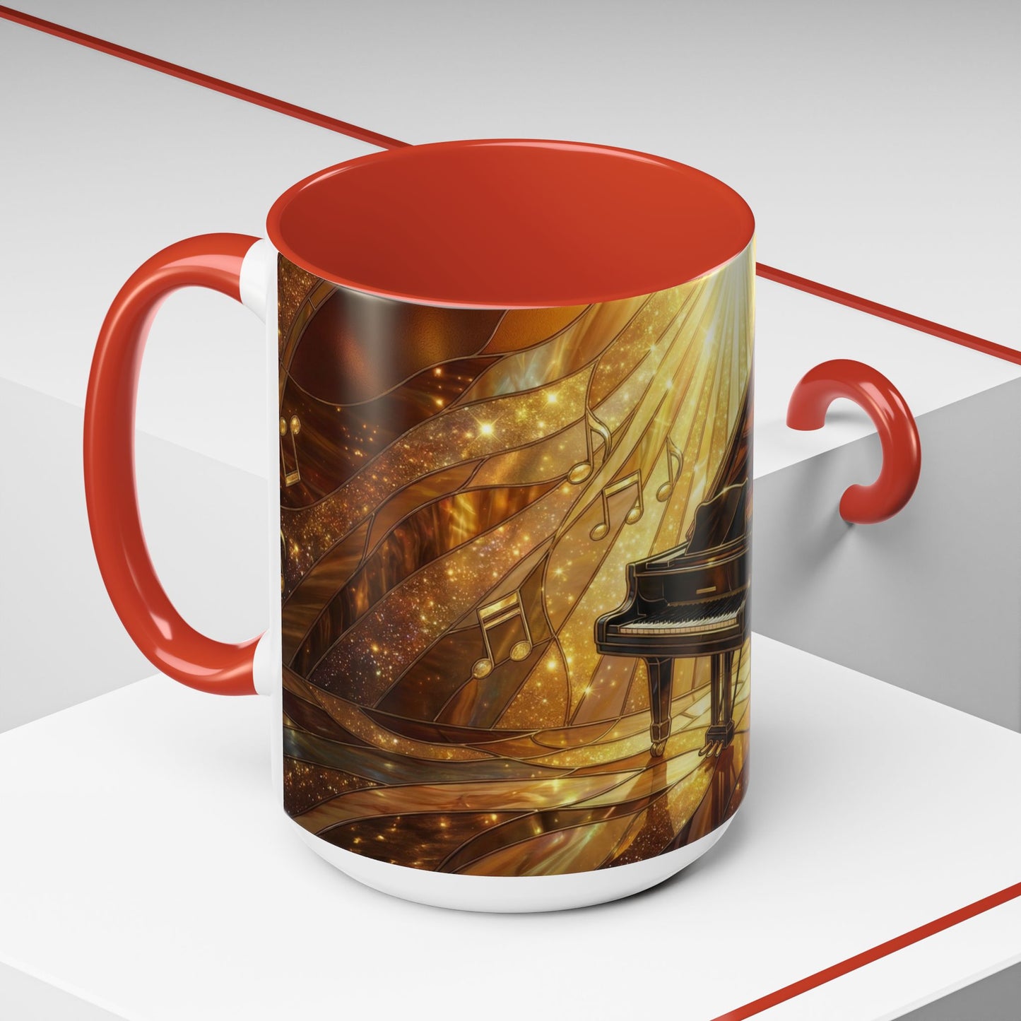 Stained Glass Piano Mug, Grand Piano Coffee Mug, Music Lover Gift Mug, Musician Art Mug, Classical Music Gift, Piano Lover Cup