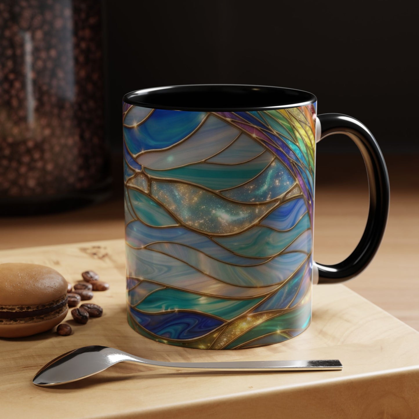 Stained Glass Rainbow Mug, Pot Of Gold Coffee Cup, St Patricks Day Gift, Magical Fantasy Tea Cup, Lucky Irish Leprechaun, Colorful Art