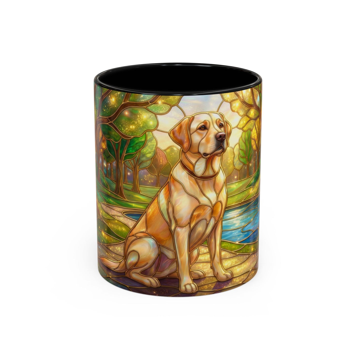 Stained Glass Labrador Mug, Dog Lover Coffee Mug, Labrador Retriever Art Cup, Pet Memorial Gift, Colorful Dog Mug, Nature Art Mug