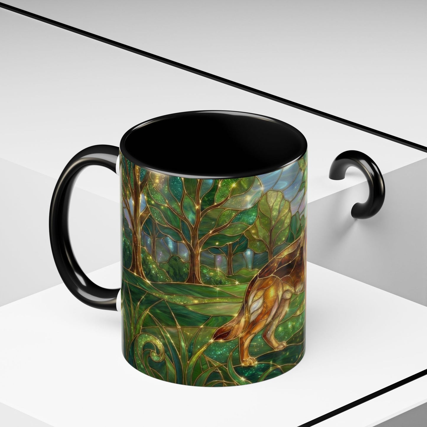 German Shepherd Mug, Stained Glass Dog Coffee Mug, German Shepherd Art Cup, Dog Lover Gift, Pet Memorial Mug, Colorful Dog Mug