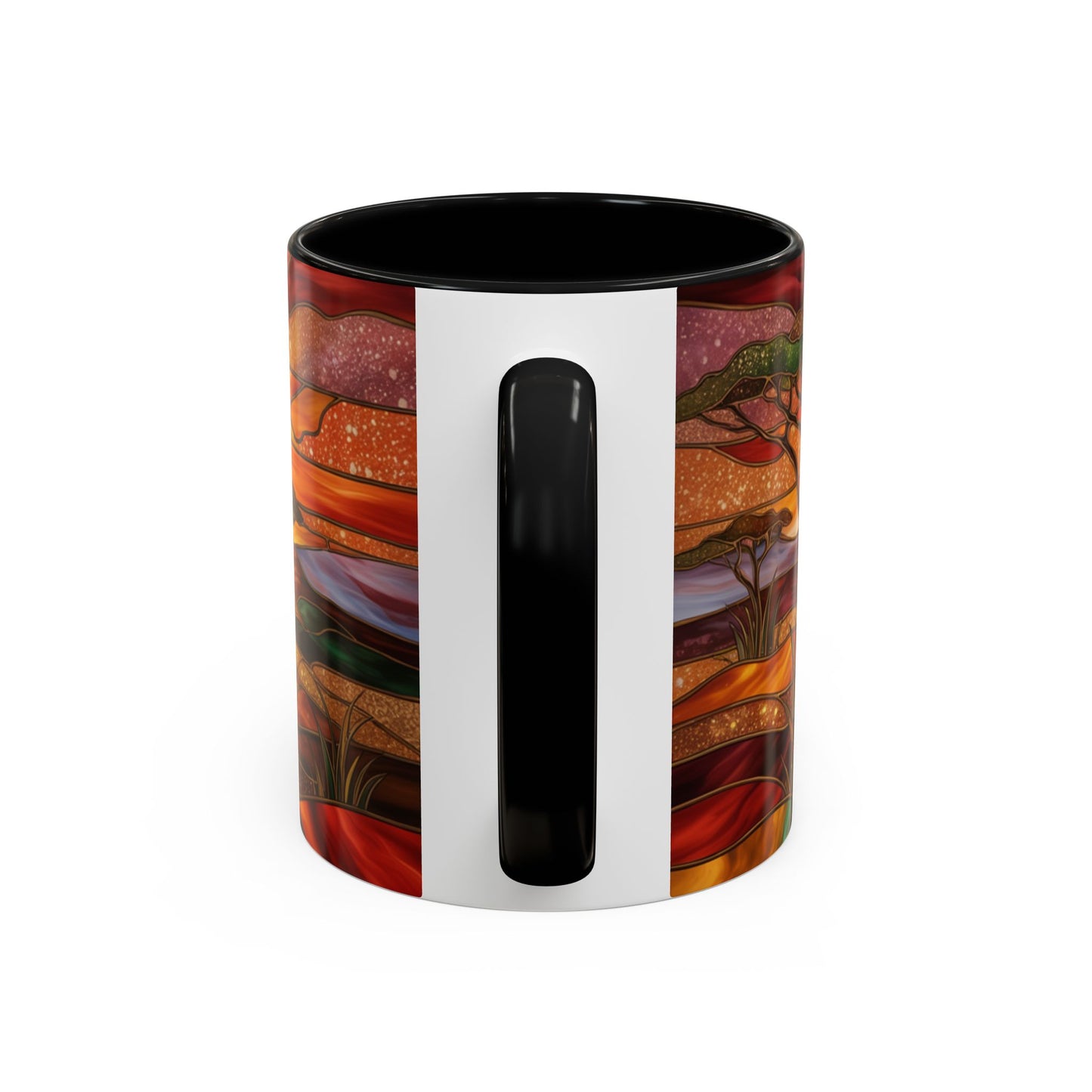 Stained Glass Lion Mug, Majestic Lion Coffee Cup, African Sunset Art Mug, Safari Wildlife Gift, Colorful Lion Lover Ceramic Mug