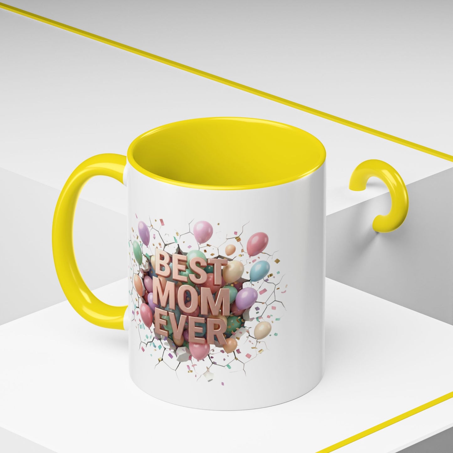 Personalized Mom Mug, Best Mom Ever Gift, Custom Name Coffee Cup, 3D Balloon Design, Mothers Day Gift, New Mom Gift 2025, Custom Mug