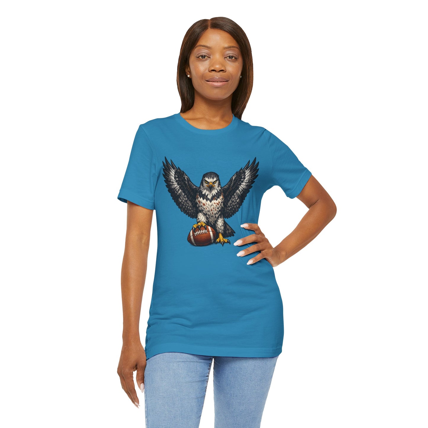 Hawk Football Shirt, Hawk Holding Football T Shirt, Hawk Mascot Tee, Football Bird Of Prey Shirt, Game Day Sports Tee, Hawk Fan Gift