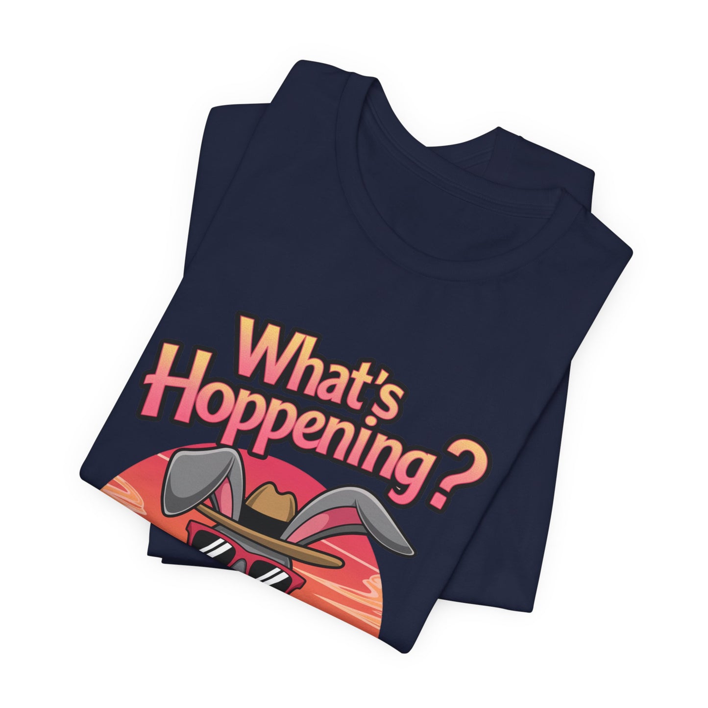 What’s Hoppening Funny Bunny Shirt – Cute Rabbit Pun T-Shirt – Sunset Graphic Tee for Animal Lovers, Easter, and Pun Enthusiasts