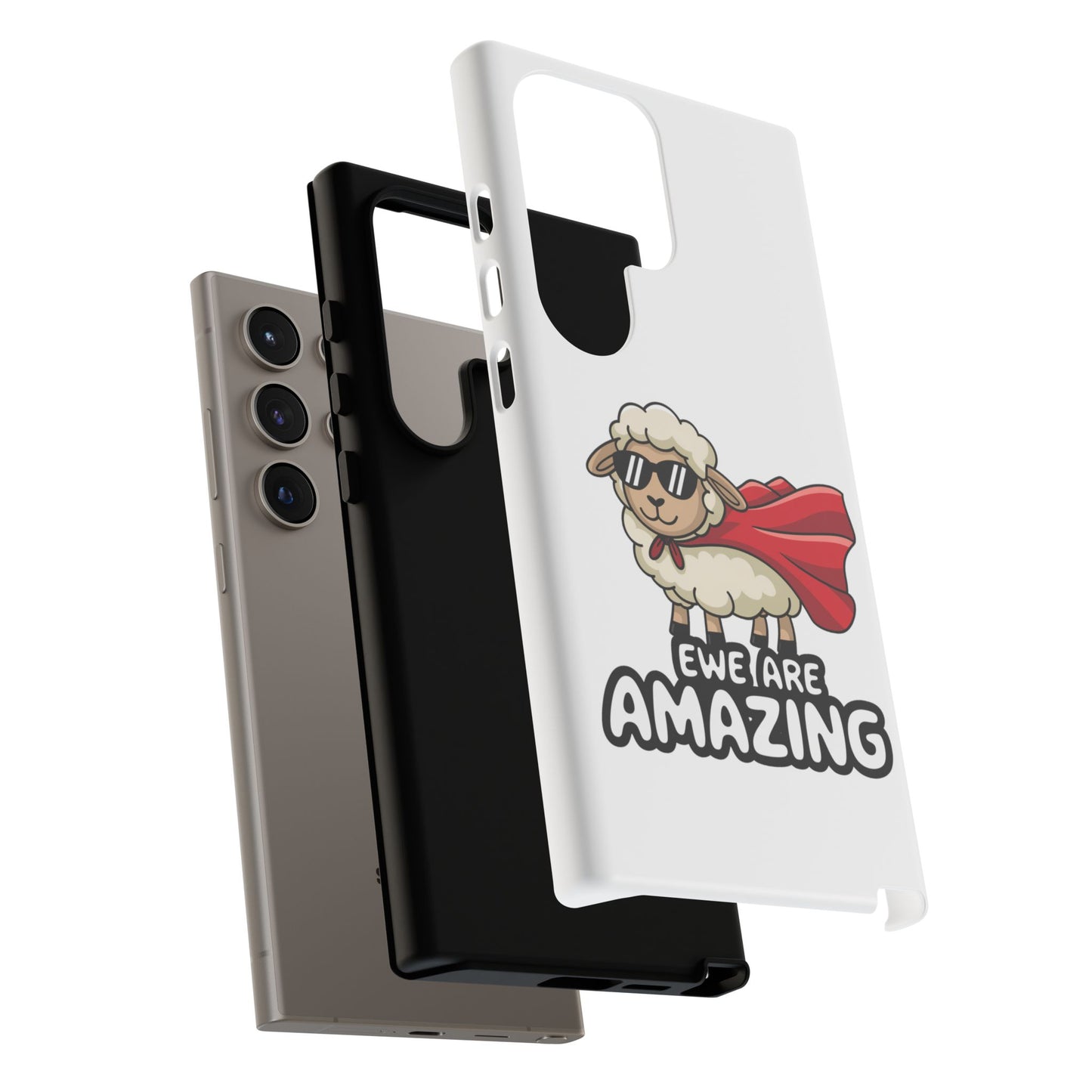 Funny Samsung Case - Cute Sheep Phone Cover - "Ewe Are Amazing" Gift for Her or Him - Animal Pun Superhero Case - Samsung Case
